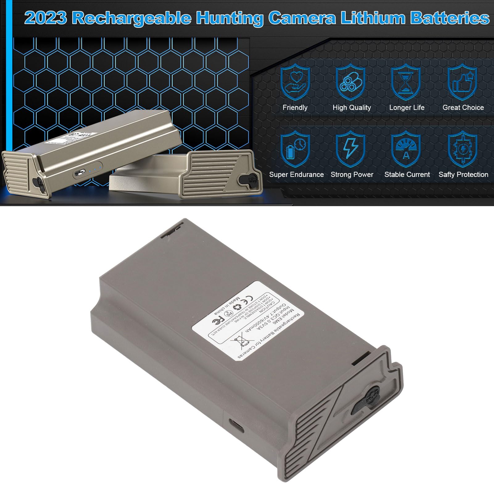 Batterie Lithium 7,4V 6000mAh Pour Caméras De Chasse Reveal X, X Pro, XB, SK – Rechargeable USB-C – Résistante Au Froid Et Chaud