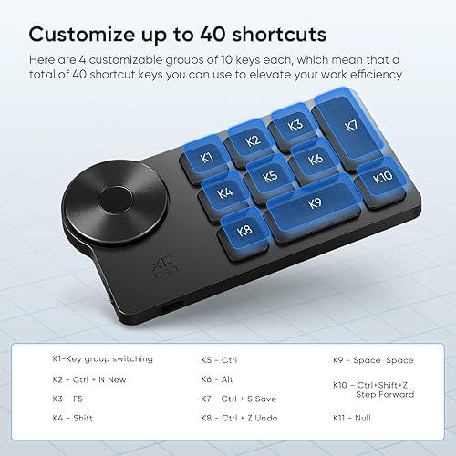 Miniatura 7 de XPPen Mini Keydial ACK05 Teclado de acceso directo inalámbrico Bluetooth programable Express Control remoto con dial y teclas expresas