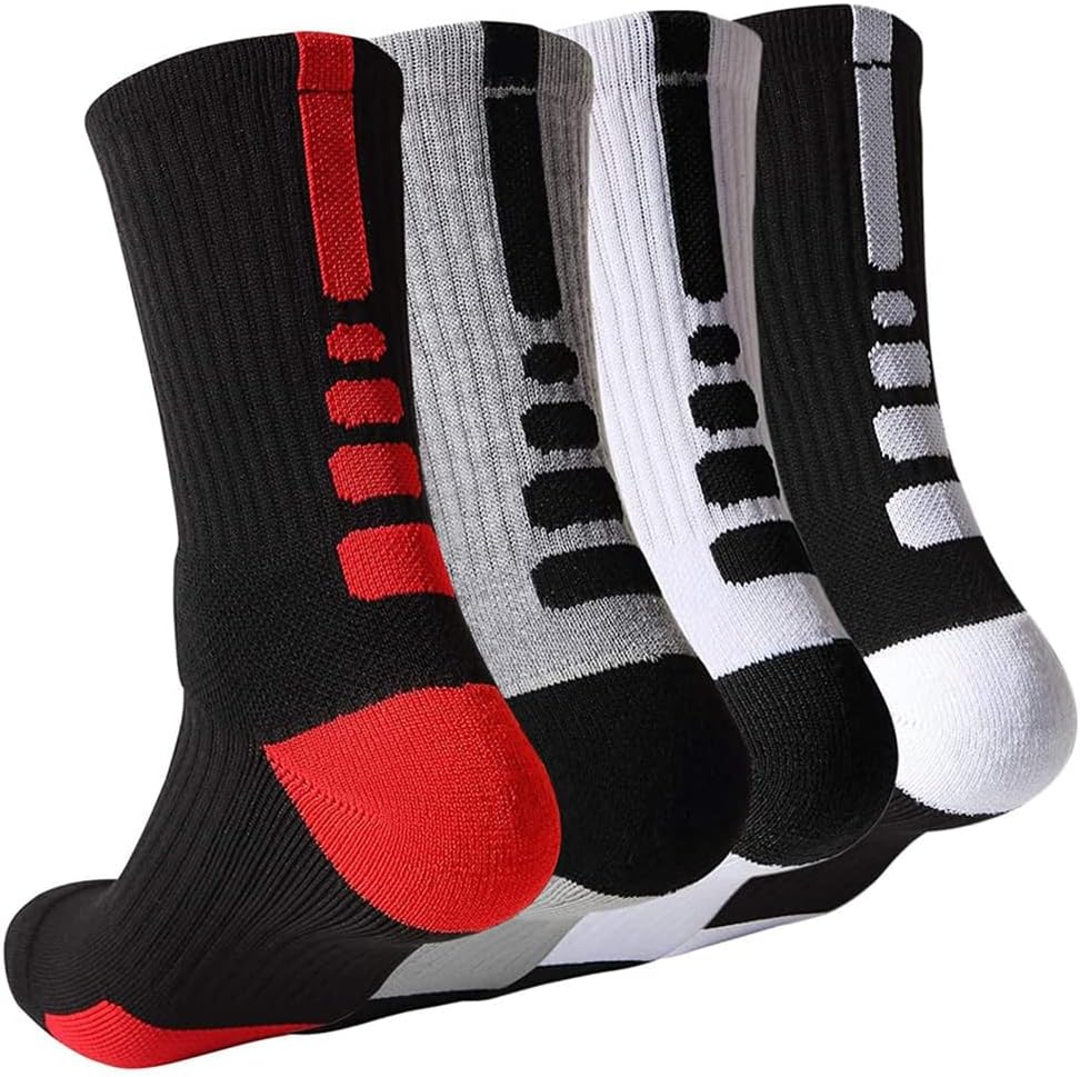 Men's Athletic Performance Cotton Crew Socks, Breathable Dress Socks, Athletic Crew Socks for Men, Colorful Striped Cotton Novelty Socks, Sport Moisture Wicking (5 Pairs)