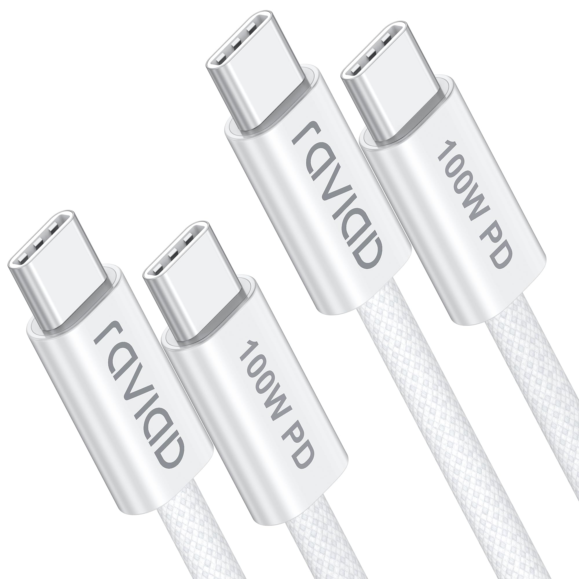 RAVIAD Cavo USB C USB C 100W [2Pezzi-1M] Cavo USB Type-C PD 5A Ricarica Rapida Cavo Tipo C con E-Mark Chip per iPhone 15/15 Pro/15 Pro Max, Samsung S24/S23/S22, MacBook Pro/Air, Pad Pro, Pixel- Bianco