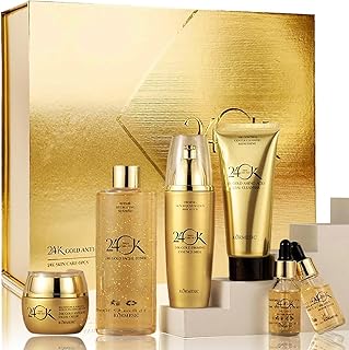 24K Gold Skin Care Set for Women, 6-Piece Col...