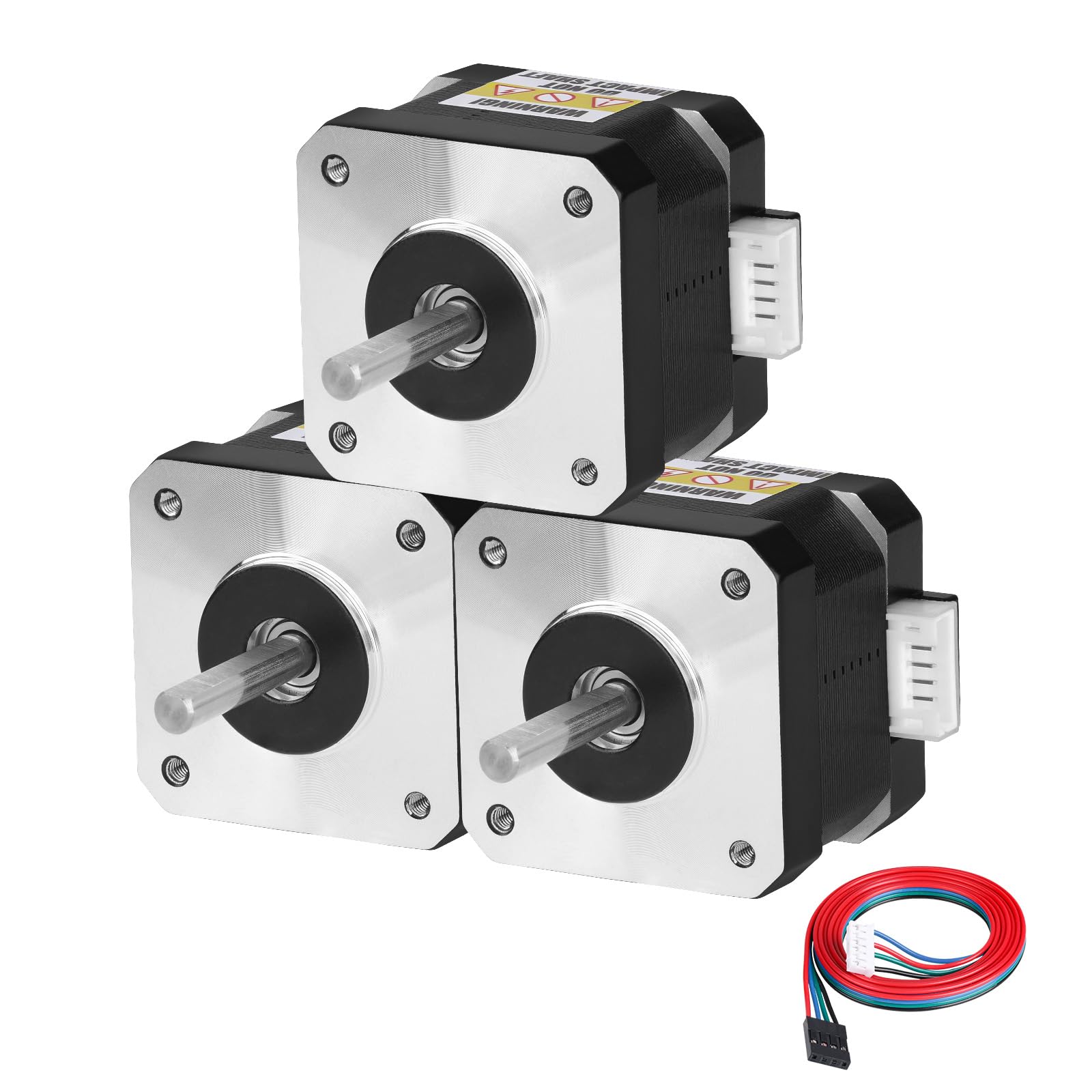 Nema 17 Lot de 3 moteurs pas à pas biphasés 1,8 ° 0,29 nm couple élevé bipolaire 34 mm 0,4 A 30 Ω arbre 4 fils 24 mm φ5 mm 42 câbles de moteur pas à pas 1 m pour imprimante 3D DIY Robot machine