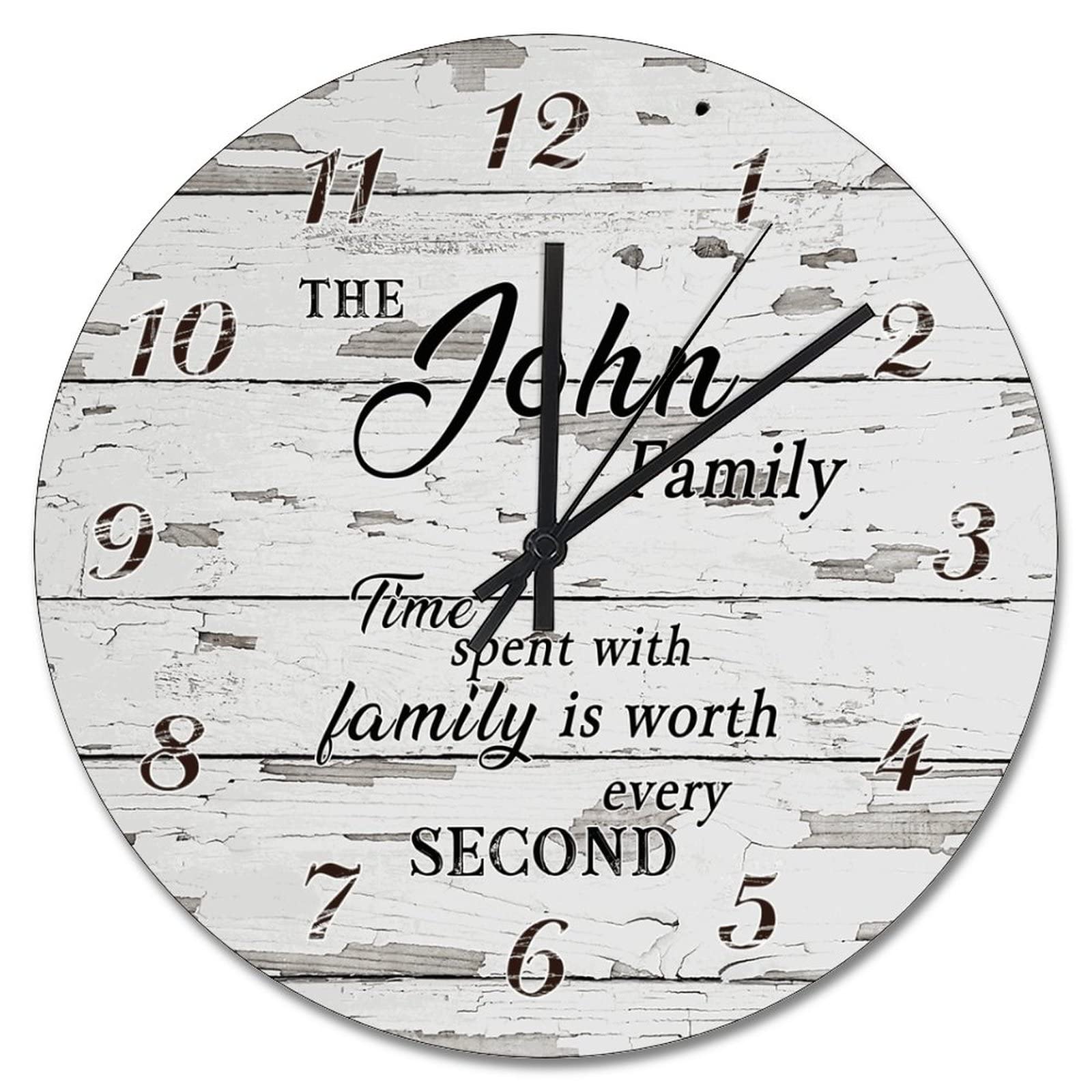Horloge murale grande taille 38 cm déco rétro bois blanc à piles