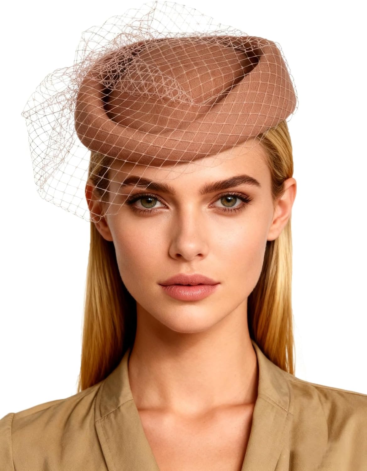 Wool Felt Vintage Beret Wedding Top Hats for Women Elegant Church Fedoras with Veil Ladies Cap Autumn Winter - Image 2