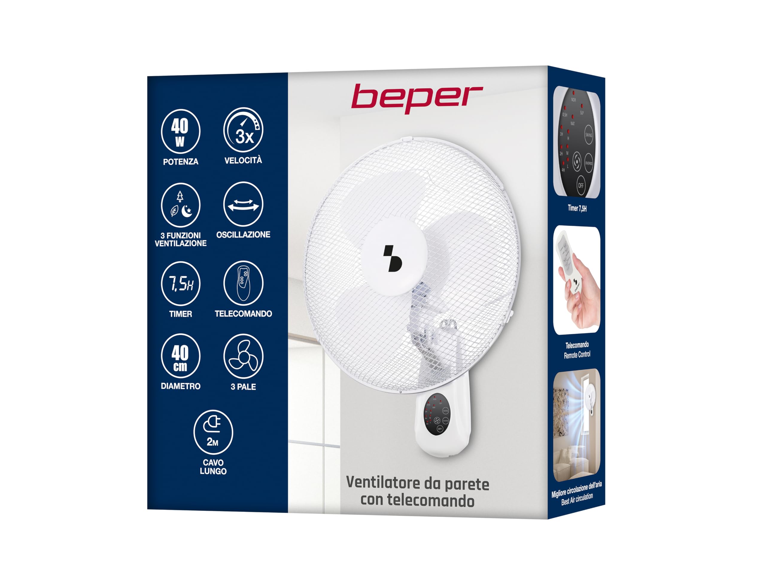 BEPER P206VEN600 Wandventilator mit Fernbedienung und Timer