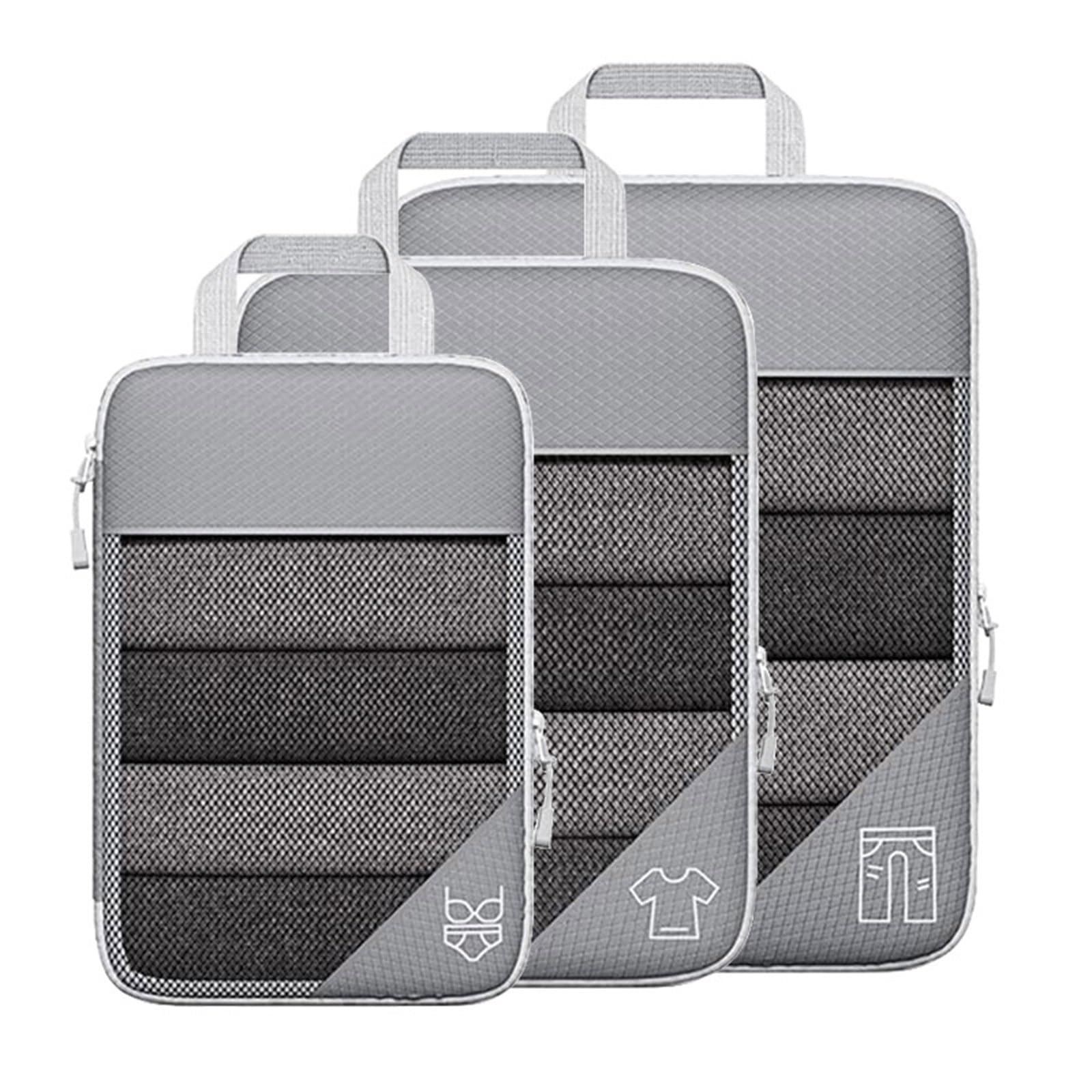 3/6PCS Compressed Packing Cubes Travel Storage Set With Shoe Bag Mesh Visual Luggage Portable Lightweight