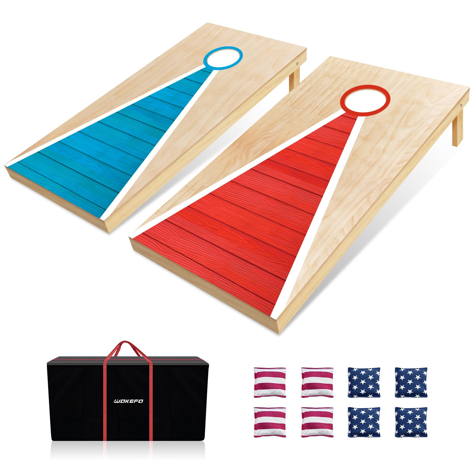 Wakefa4×2FT/3×2FT Cornhole Set Corn Hole Boards, Wooden Cornhole Boards Premium Bean Bag Toss Game Set, w/ 8 Corn Hole Bags Corn Holes Outdoor Games for Adults and Family