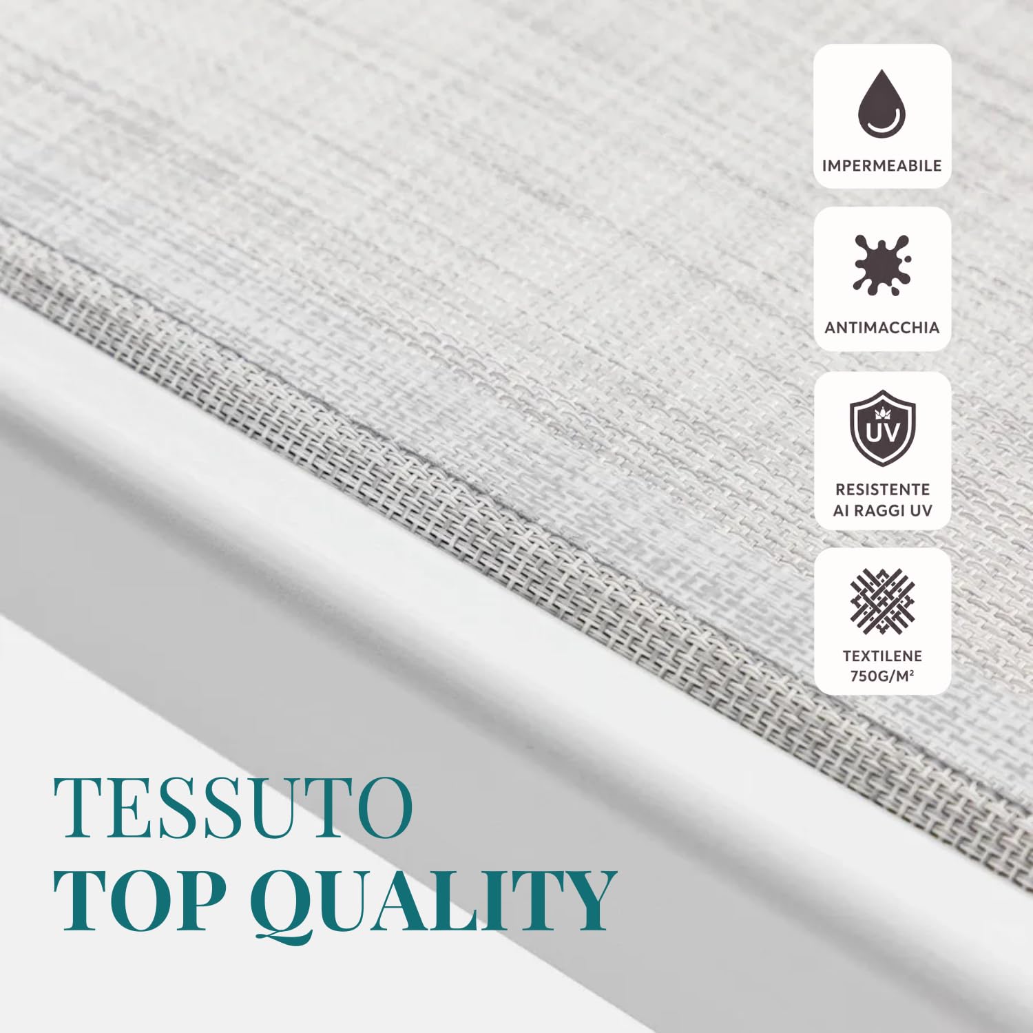 PALUPLUS Lettino Prendisole Professionale in Alluminio, Misura 186x61x40 cm, Tessuto Textilene, con Tetto Parasole e Schienale Regolabile, per Spiaggia, Lido, Piscina, Portata 150Kg -8441F (Grigio)