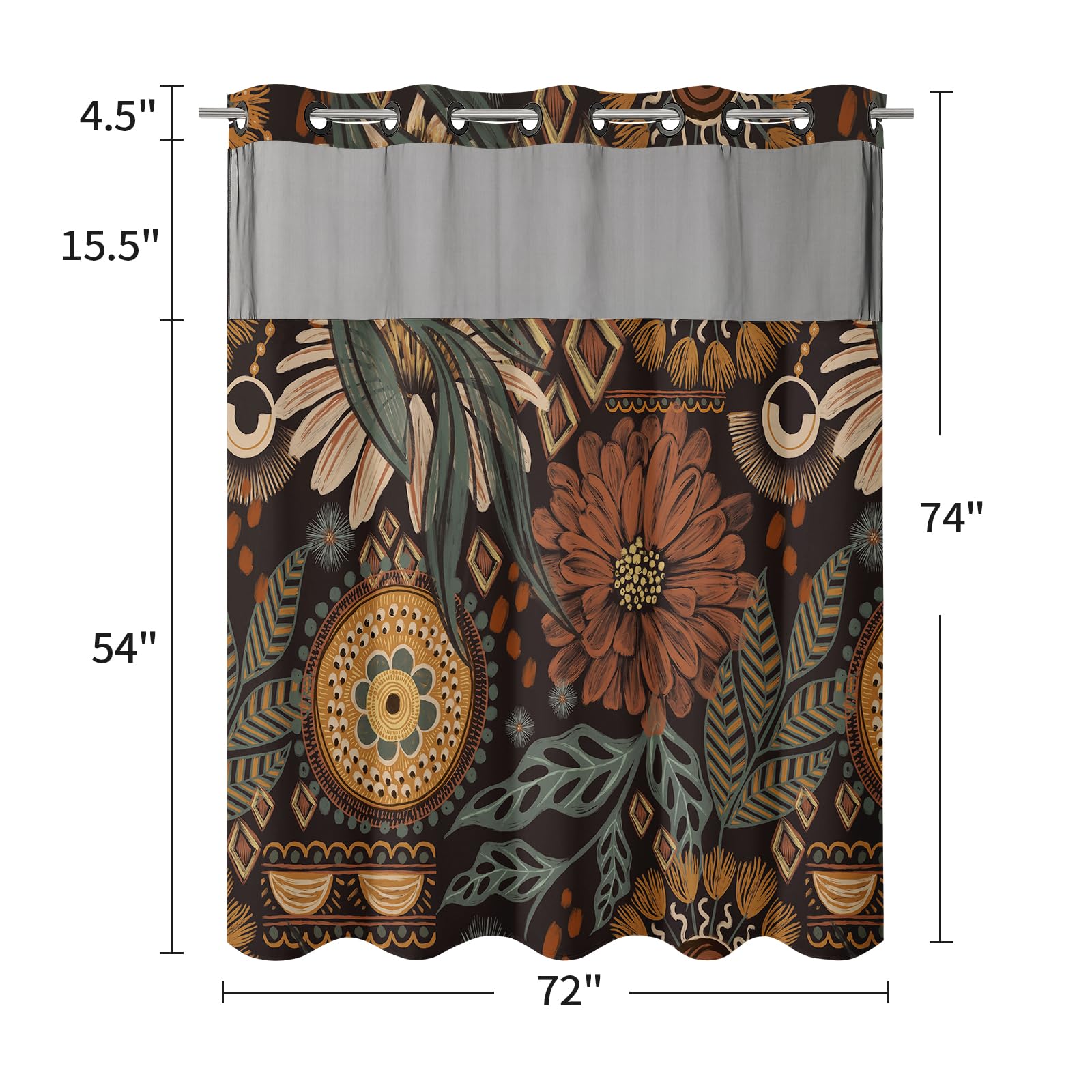 MitoVilla Cortina De Ducha Marrón Para Decoración Rústica De