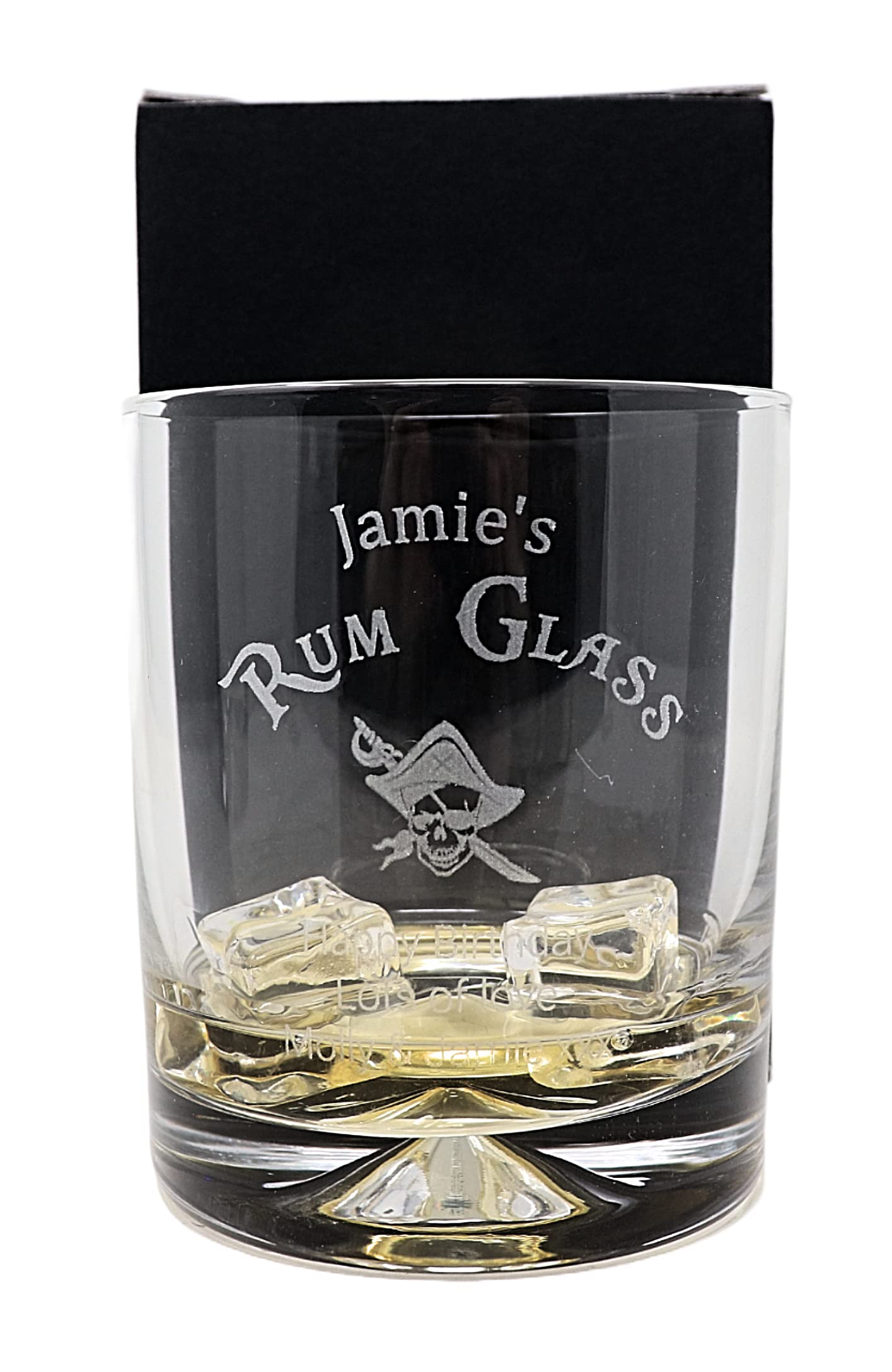 Regalo Personalised Engraved Dimple Glass Tumbler - Rum Design (Cardboard Gift Box)