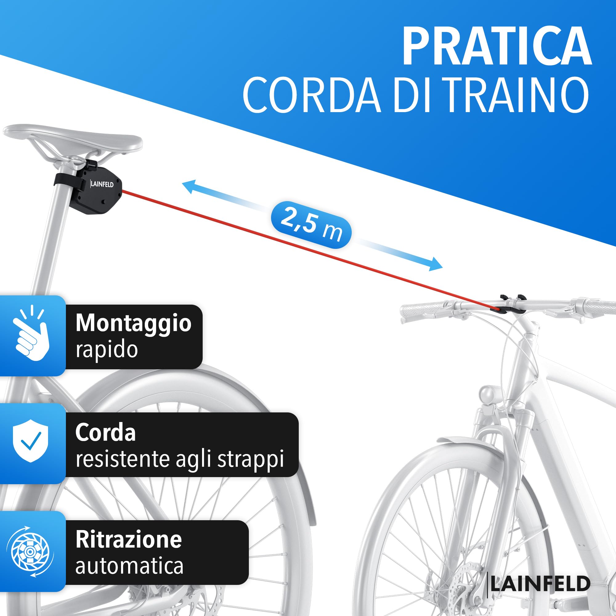 LAINFELD Câble de remorquage pour vélo