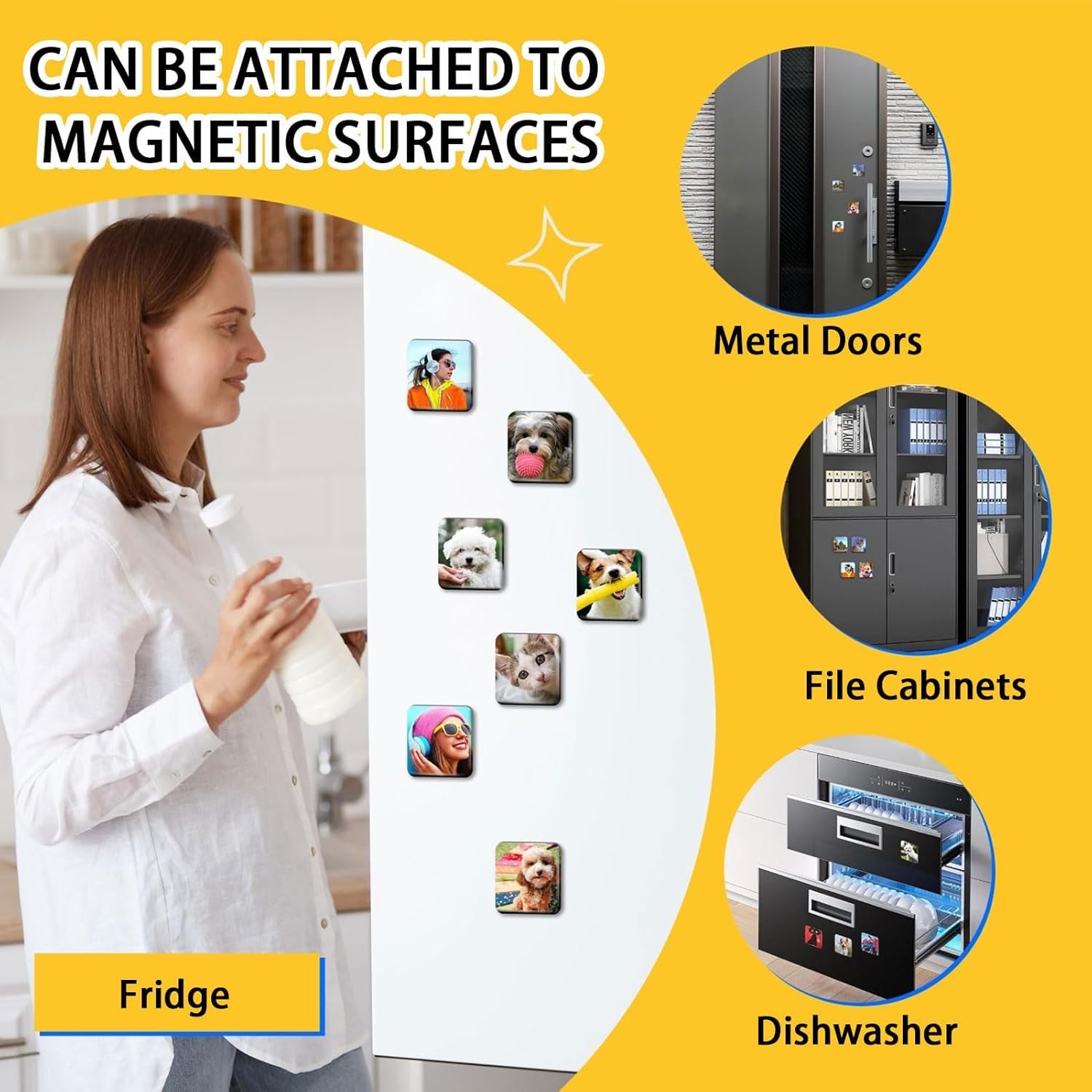 DIY Foto Kühlschrank Magnet Kit, transparente Folie mit Metallschale und Magnet, für benutzerdefinierte Bild-Abzeichen Handwerk