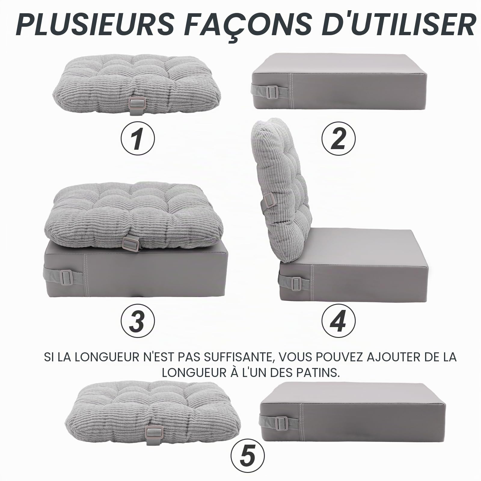 CAVWVTYU Rehausseur Chaise Enfant- 2Pcs Coussin épais pour siège de Chaise en Velours côtelé Coussin de Dossier en PU imperméable Facile à Nettoyer Siège d'appoint avec Fond antidérapant