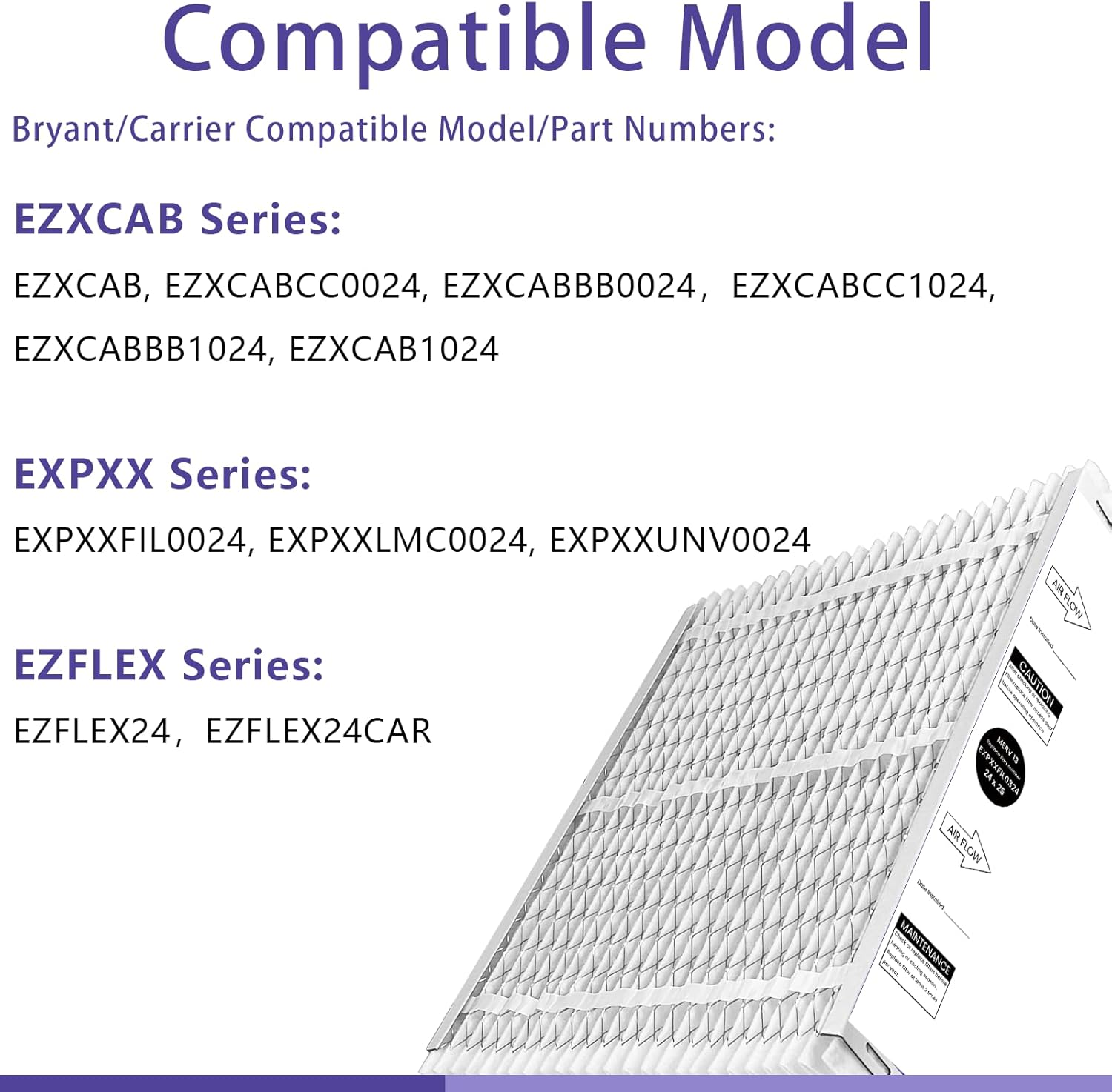 Carrier/Bryant EXPXXFIL0324&EXPXXFIL0024 (2-Pack) - 24" x 25" x 5" EZ Flex Air Filter, MERV 13