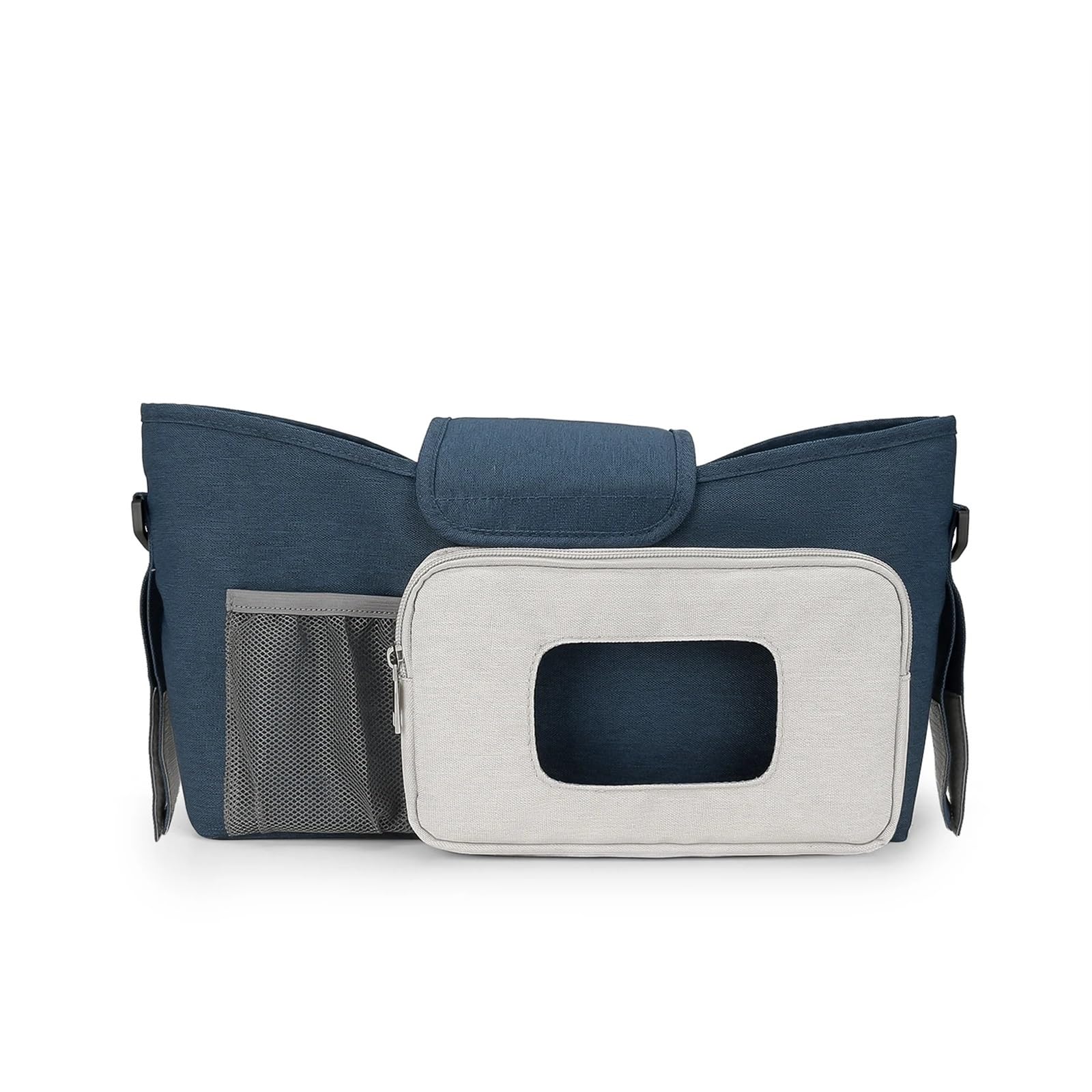 Kleine Wickeltasche, Kinderwagen-Organizer mit isoliertem Getränkehalter und Schultergurt, Mini-Kinderwagen-Aufbewahrungstasche for den Außenbereich(Dark blue)