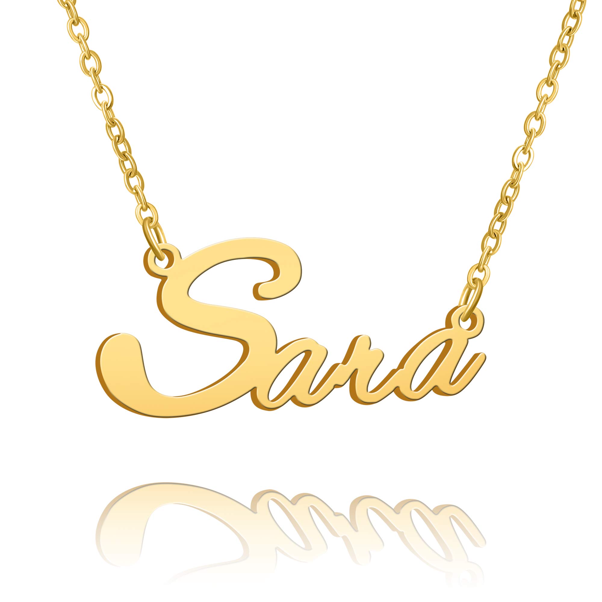 BUREIWomen Personalized Name Necklace Best Gift for Women Between 14"-16"-18"