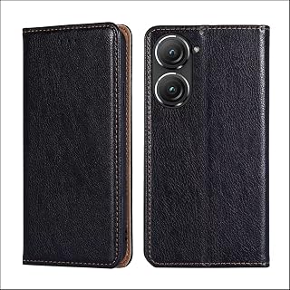 HONLEN Funda para Asus Zenfone 10 / ASUS Zenfone 9 (5,9 pulgadas) magnética cartera piel case con soporte y 2 ranuras para tarjetas Flip Teléfono Cover - Negro