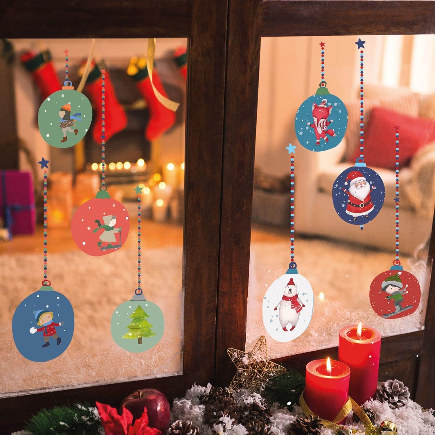 UNICEF - Christmas Decorative Stickers for Windows, Christmas Decoration, 8 Christmas Balls