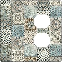 Vista 174 de Azulejo mediterráneo azul de 1 banda cubierta de toma de corriente Talavera mosaico mexicano marroquí mosaico dispositivo de palanca individual