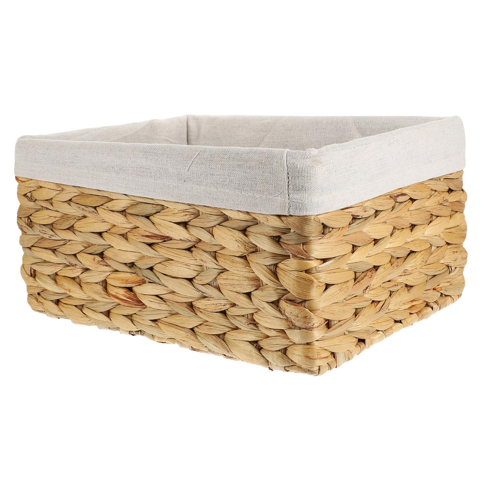 Cesta de Almacenamiento de Fibra Natural con Forro de Lino, Rectangular