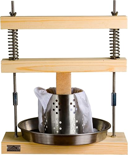 Prensa única de madera para hacer queso y tofu, aceite y exprimidor, mecanismo de resorte de madera maciza y acero, hasta 210 libras de presión,