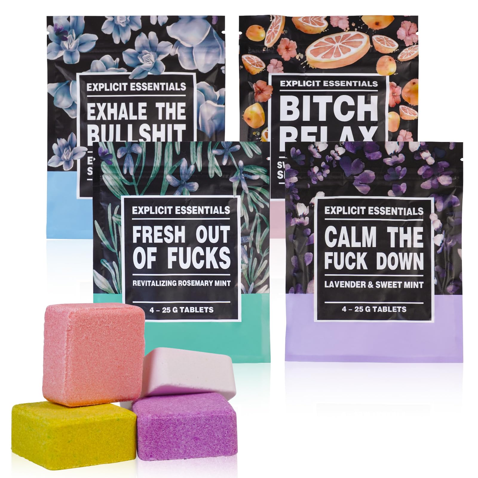 RoseFlower Duschdampfer Shower Steamers, Set mit 4 Natürlichen mit Lavendel/Rosmarin/Eukalyptus/Grapefruit, für Home Spa Aromatherapie, Jubiläumsgeschenk