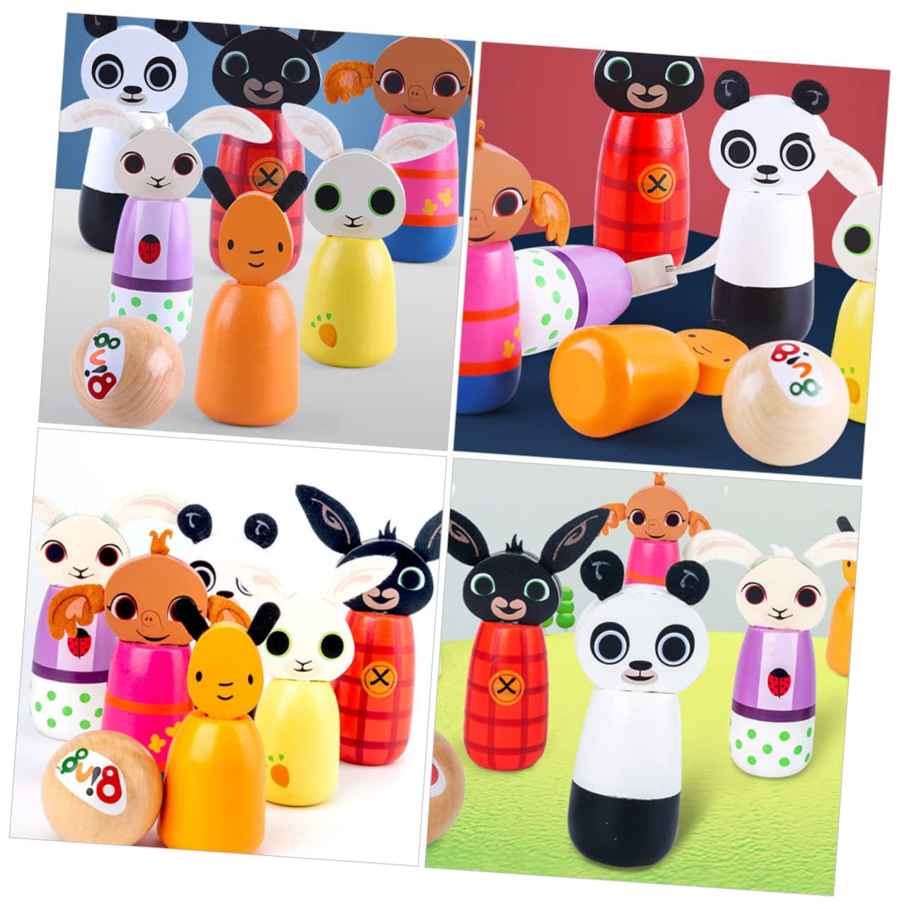 Ensemble de Bowling en Bois pour Garçon et Filles, Jeu de Quilles Animaux 1