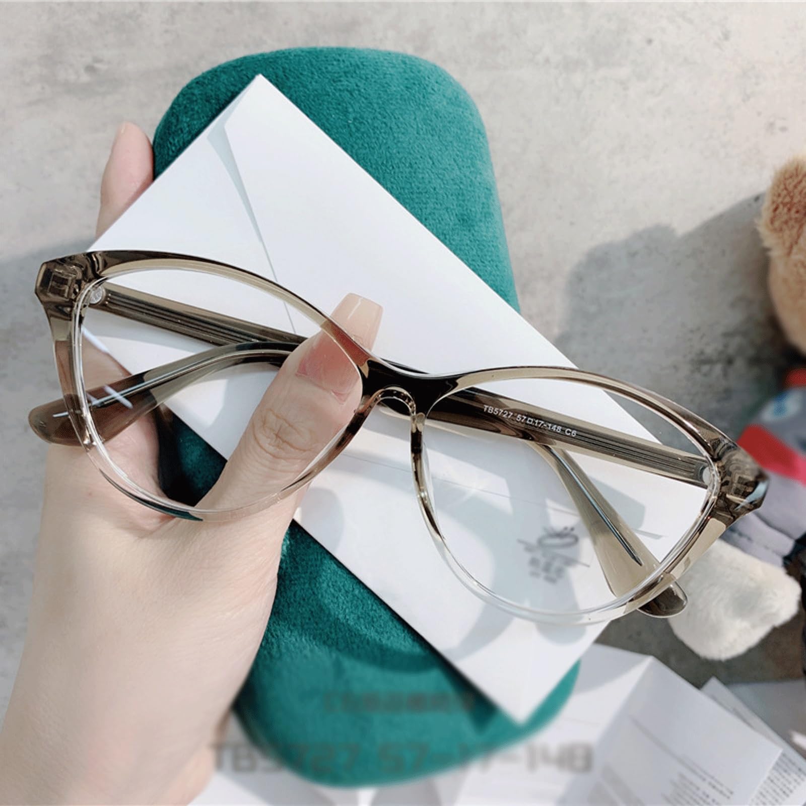 Monturas de Gafas Grandes a la Moda con Almohadillas for la Nariz, Gafas for Ordenador TR90, Gafas sin Receta, Lentes de PC Muy Transparentes(Matte Black)