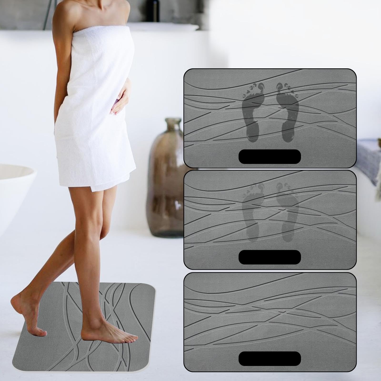 Alfombra baño diatomita - Alfombrilla diatomita - Alfombra de Piedra Secado rapido - Alfombrilla Antideslizante baño, Absorbente higiénica para Ducha y Fregadero