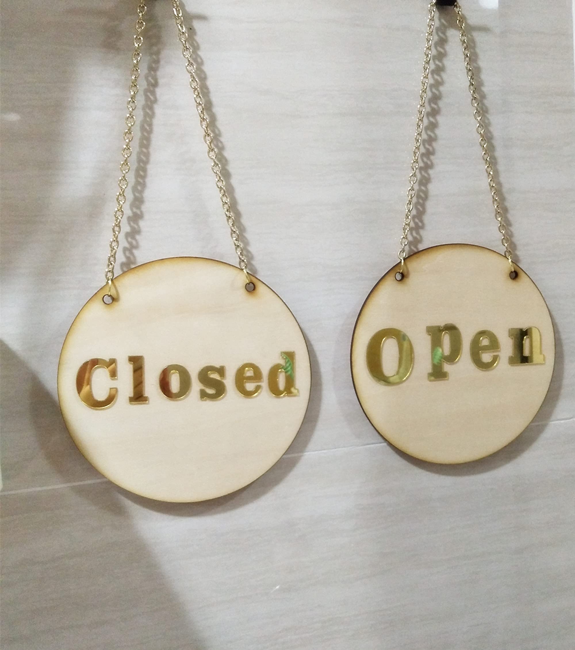 Open Closed Store Sign, DIY Wooden Sign with Acrylic Mirror Sticker, Office Open + Closed Sign, Shop Open Sign (2)