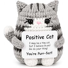 Positive Cat Gifts, Positive Crochet Animals Cat, Exam Good Luck Gifts, Emotional Support Gift Potato, Handmade Emotional Support Gift with Encouragement Card, for Friends,Family,Birthday