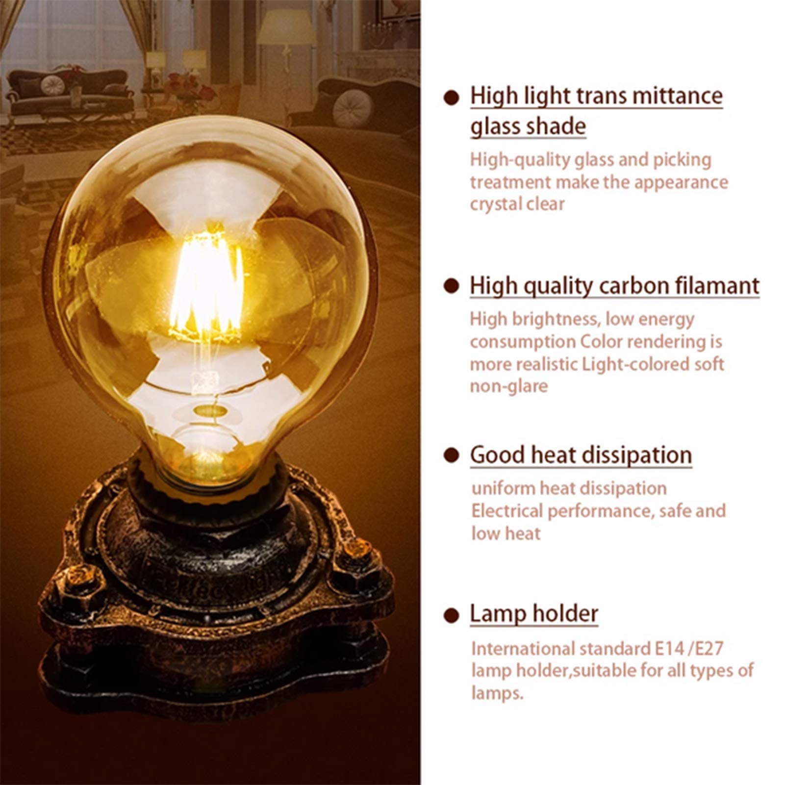 Lampadina globo LED 10 W Lampadina a filamento Edison E27 Stile Edison vintage Confezione 10 G125 Lampadine LED a filamento globo grande, non dimmerabile