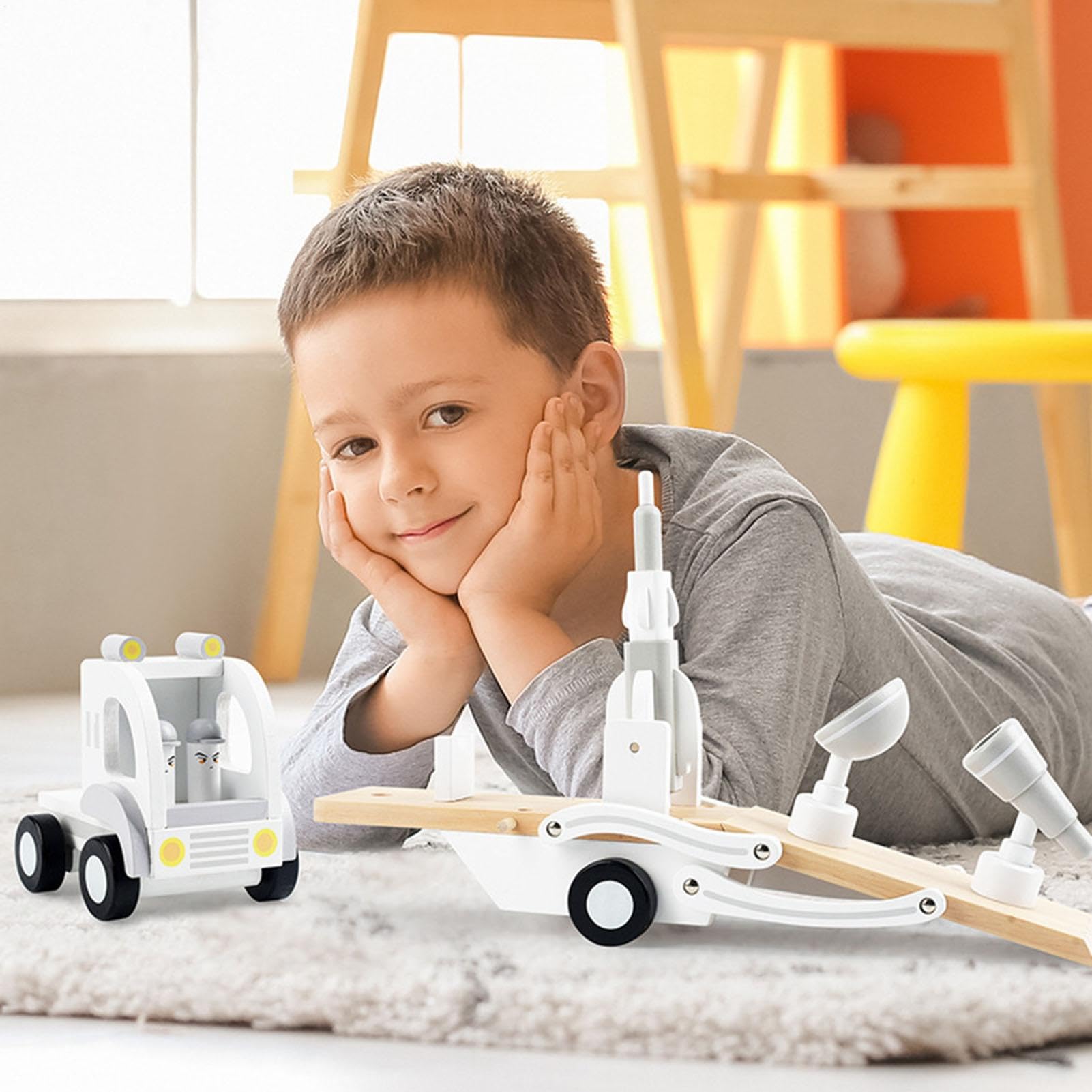 Camión Transportador Remolque De Madera Desmontable Para Transportar | Juguete De Camión Transportador para Niños y Niñas y Juegos de Cumpleaños y Vehículos
