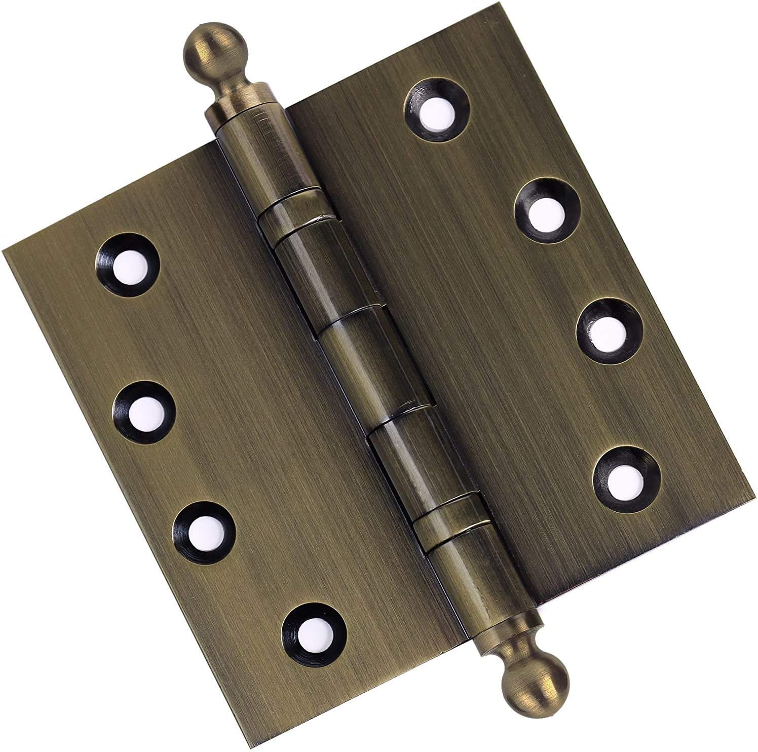 Best Seller Solid Brass Architectural Door Hinges – 2 Vintage Decorative Cap Mortise Hinges, Ball Bearings, and Stainless Steel Hinge Pin – Home Decor by Embassy, 4 x 4 in., Satin Brass