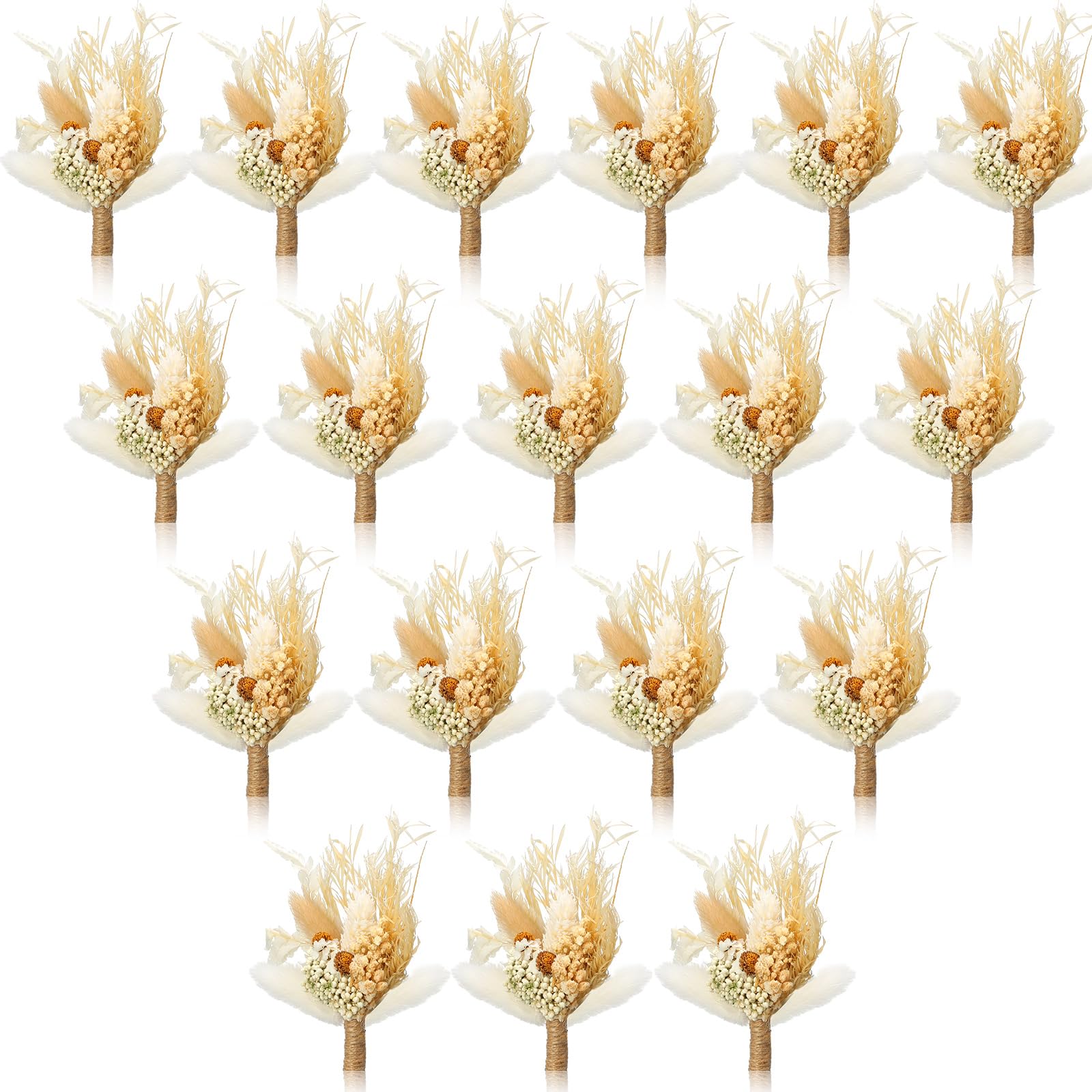 Fabbay Boutonniere de flores secas de boda para hombres, bohemio, fiesta de boda, ramillete de graduación, ramillete de boda, novio, ojal para novio y padrinos de boda (estilo fresco, 18)