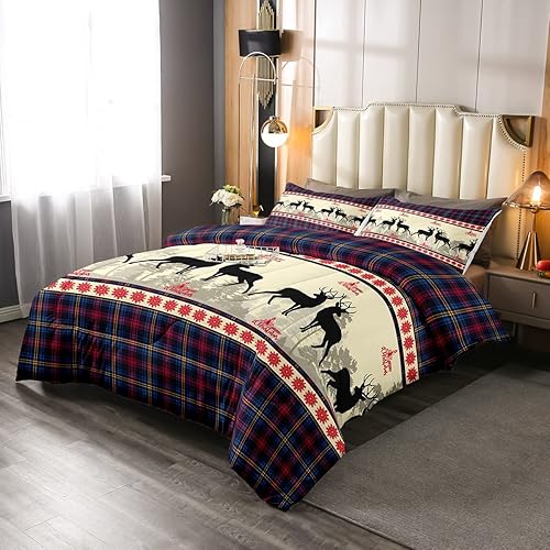 Erosebridal Juego de edredón de ciervos de Navidad, edredón de plumón de cuernos de alce, tamaño matrimonial para niños y niñas, juego de ropa de