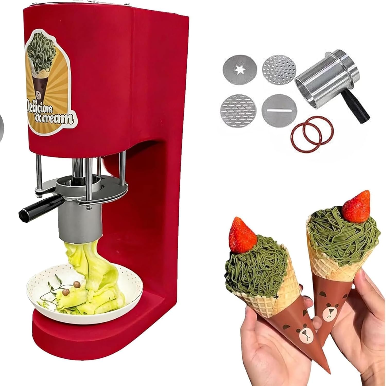 Commerical Spaghetti Ice Cream Maker, Ice Cream Noodle Shape Making Machine, Spaghetti Press Ice Cream Maker, for Ice Cream Store, Bars, Cafes, Restaurant, Snack Bar