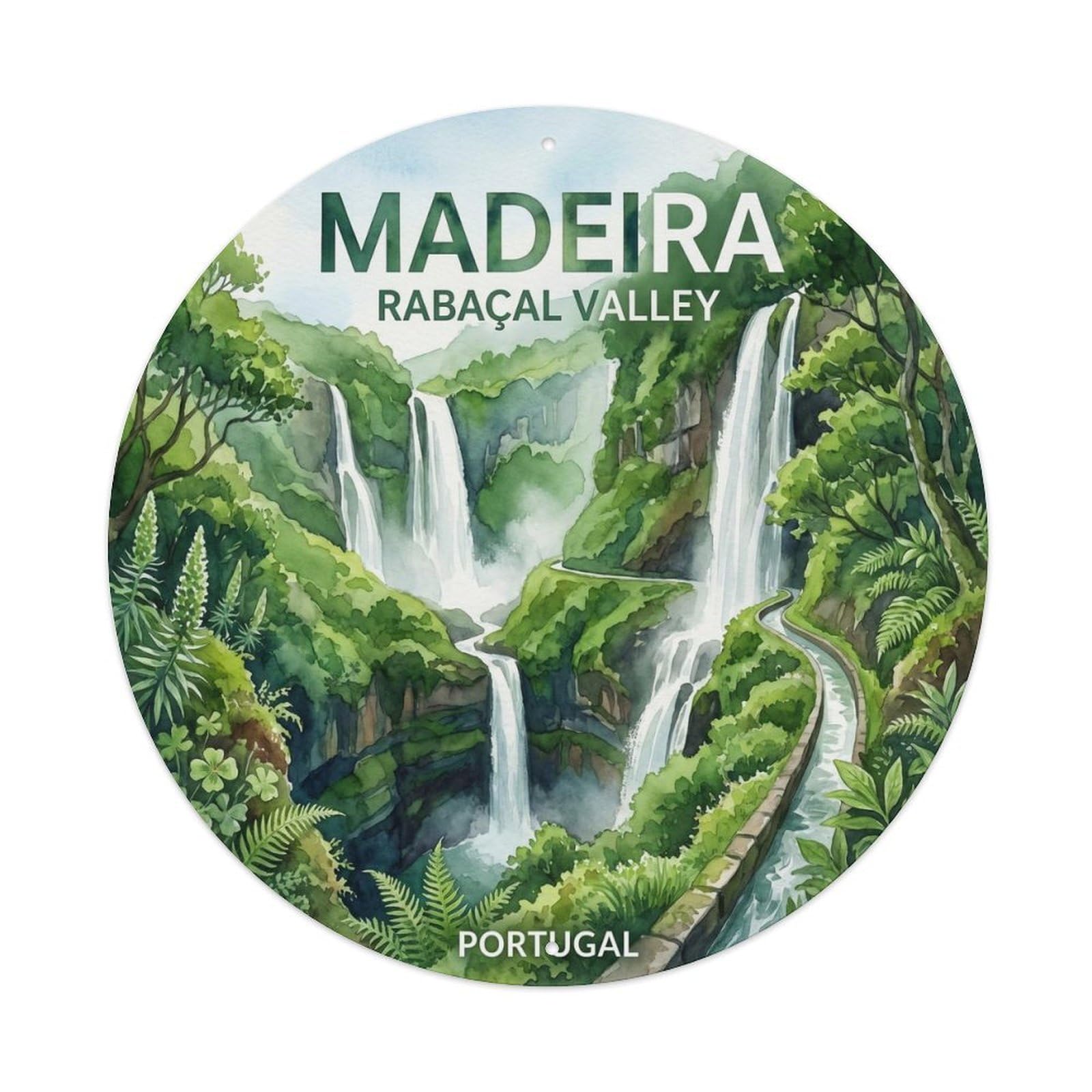 Olhnbad 08X08inch Style Classic Portugal Madeira Cityscape Travel Art Metal Tin Sign
