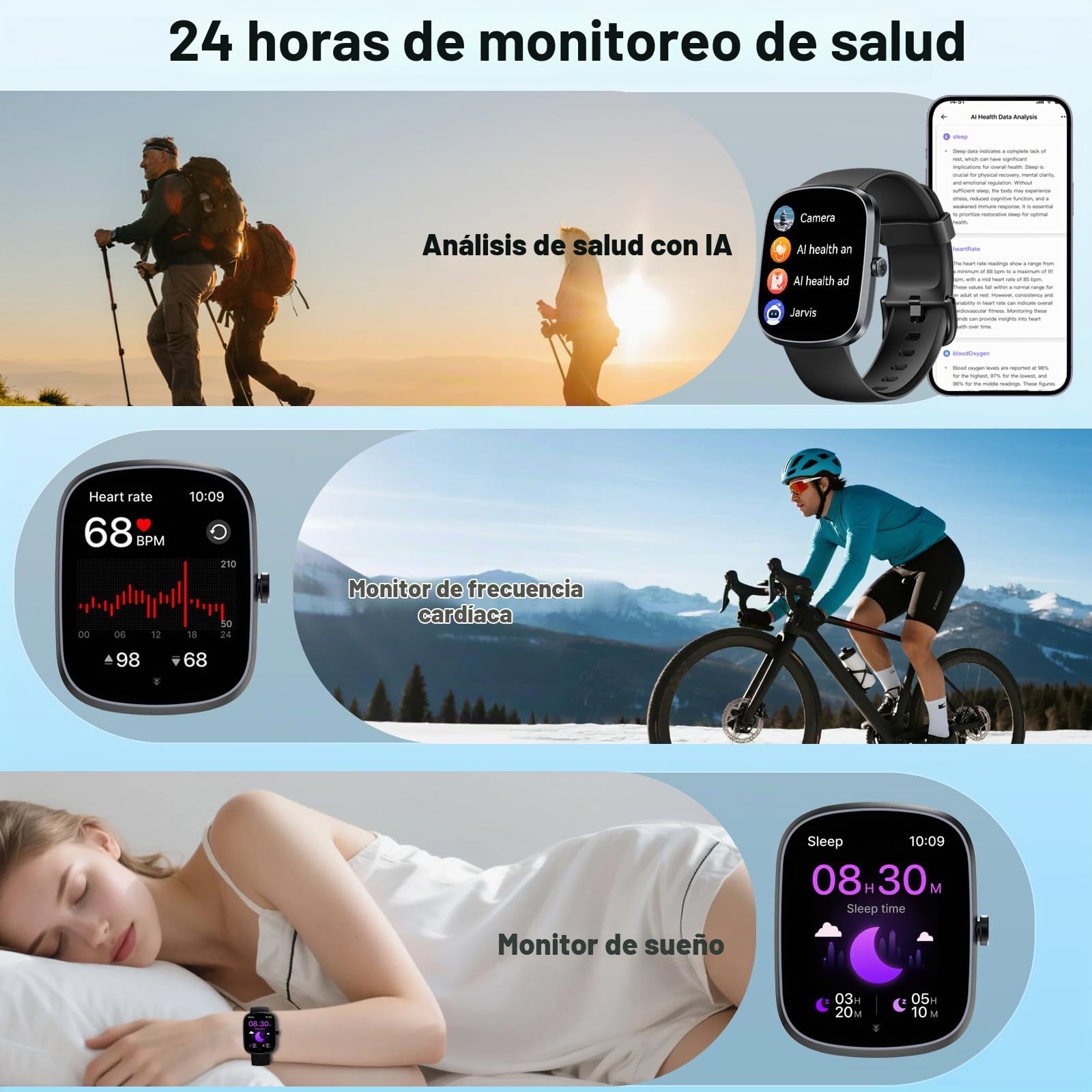 IA Reloj Inteligente Hombre Mujer, IA Interactiva Smartwatch con Llamadas Bluetooth, 110+ Modos Deportivos Smart Watch con ChatGPT Salud IA, Pulsómetro/Monitor de Sueño, IP68 Impermeable