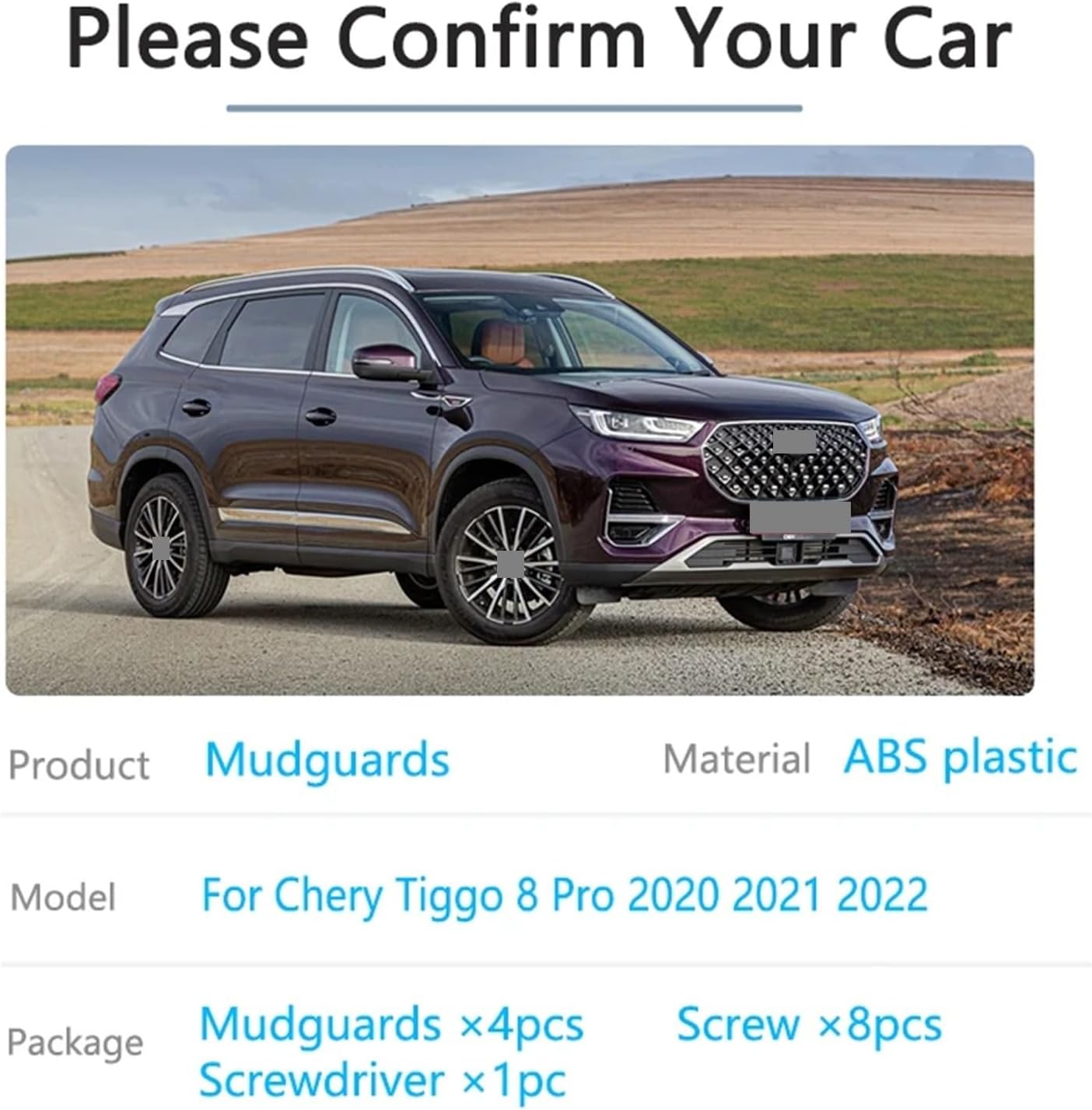 Car Mud Flaps For Chery Tiggo 8 Pro 2020 2021 2022 Splash Guard Front Rear Mudguards Protection Mudflaps Wheel Protector fenders(With logo)