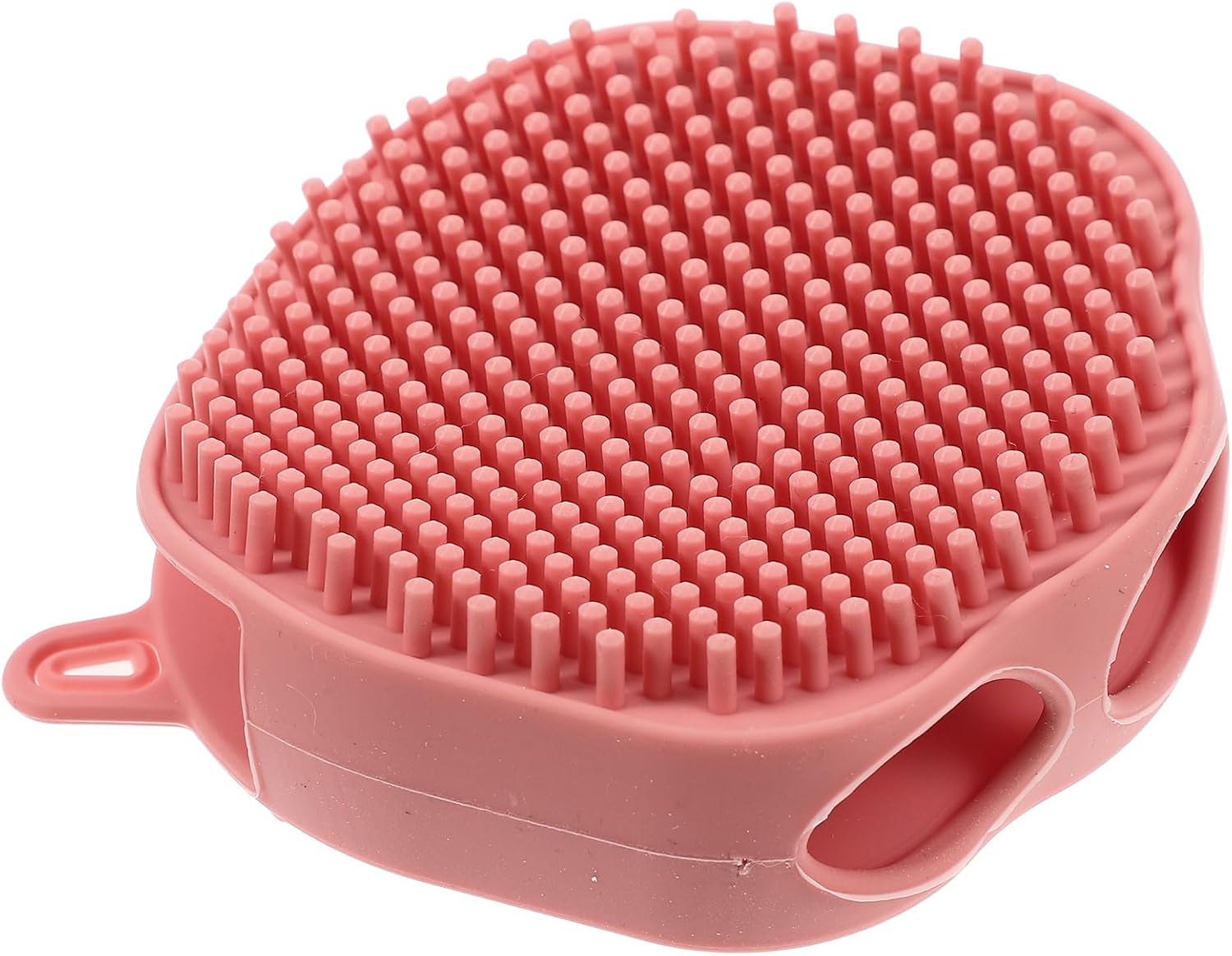 HOMSFOU Silicone Body Scrubber Bath Brush Hook Double-Sided Pink Handheld Massaging Exfoliating Cleaning Brush for Shower and Bath Use