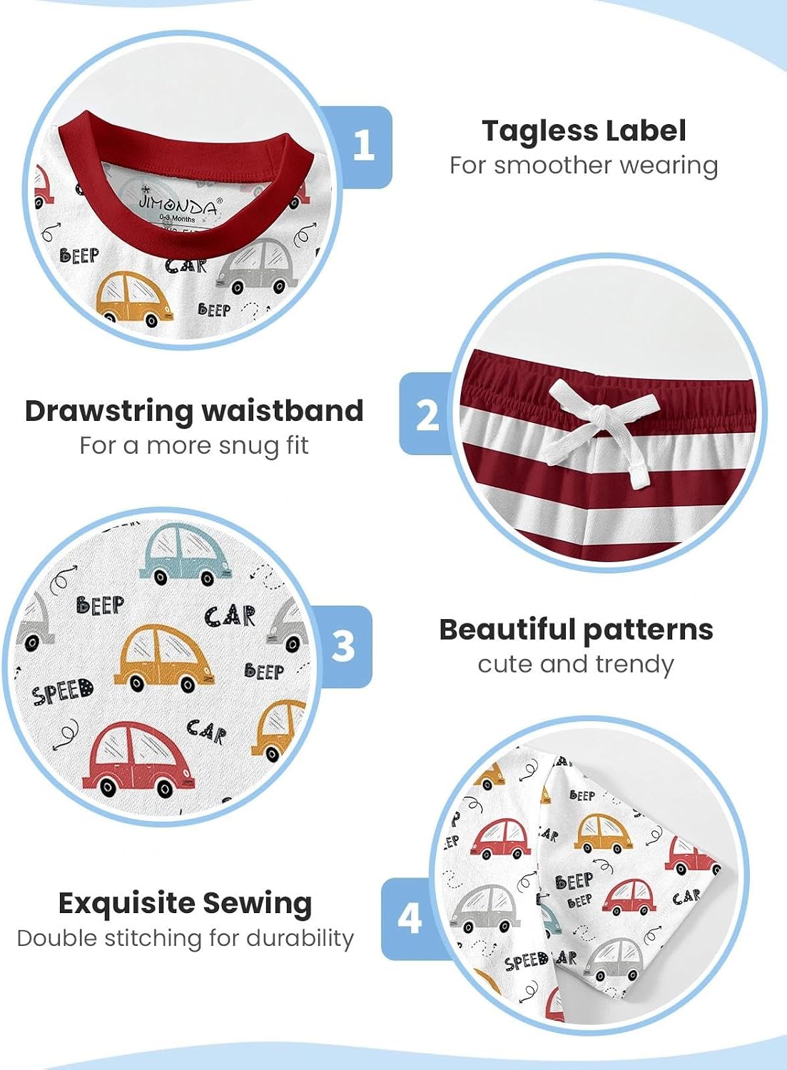 Jimonda Toddler Baby Boys Shirt Shorts Clothing Set Kids Short Sleeve Cotton Casual Outfits Outdoor 4pc Summer Clothes