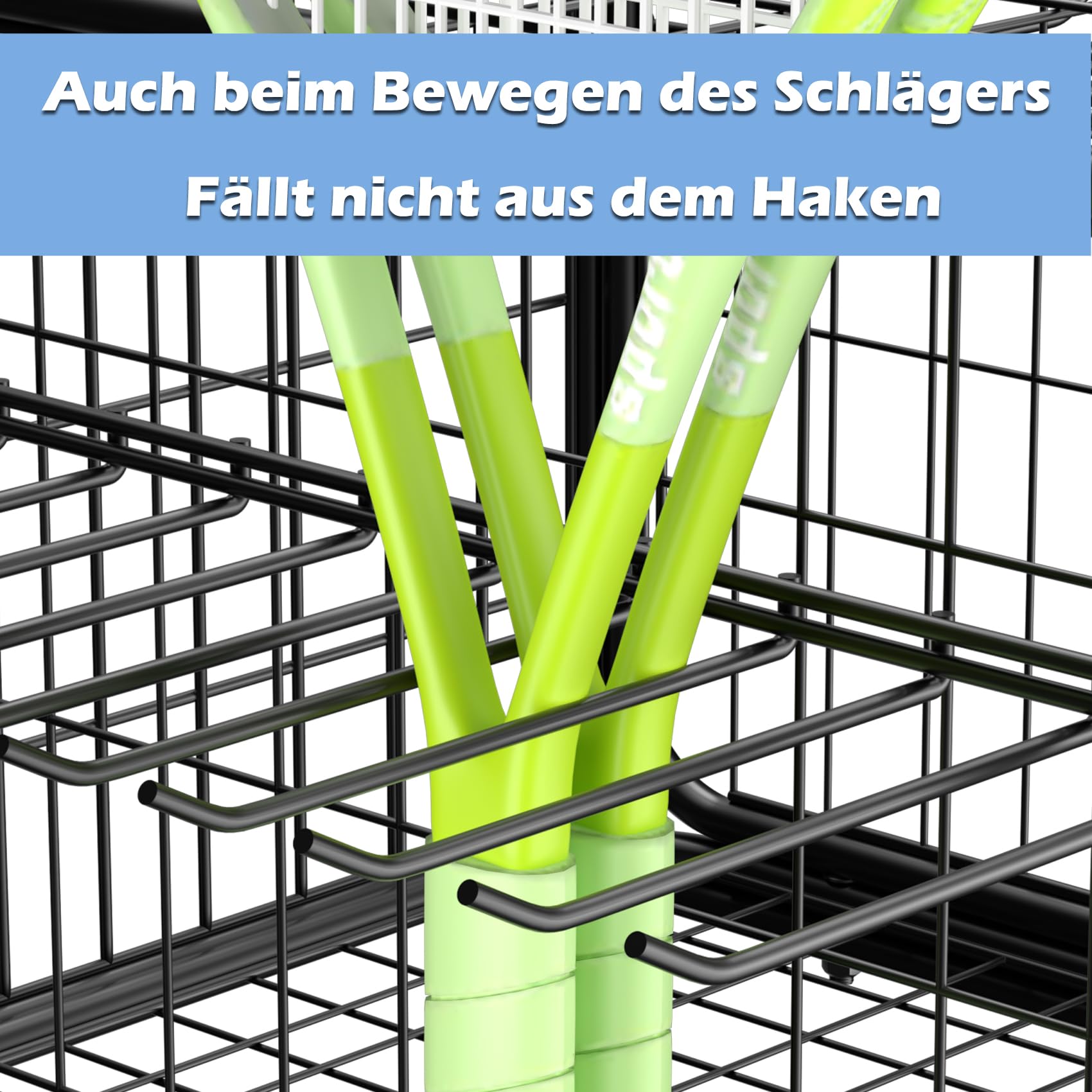 Mobiler Tennis Trainingswagen mit 2 Gitterkörben, bis 350 Tennisbälle, mit feststellbaren 360° Rollen & Schlägerhaltern für Tennis Pickleball, geeignet für Sportplatz und Garage