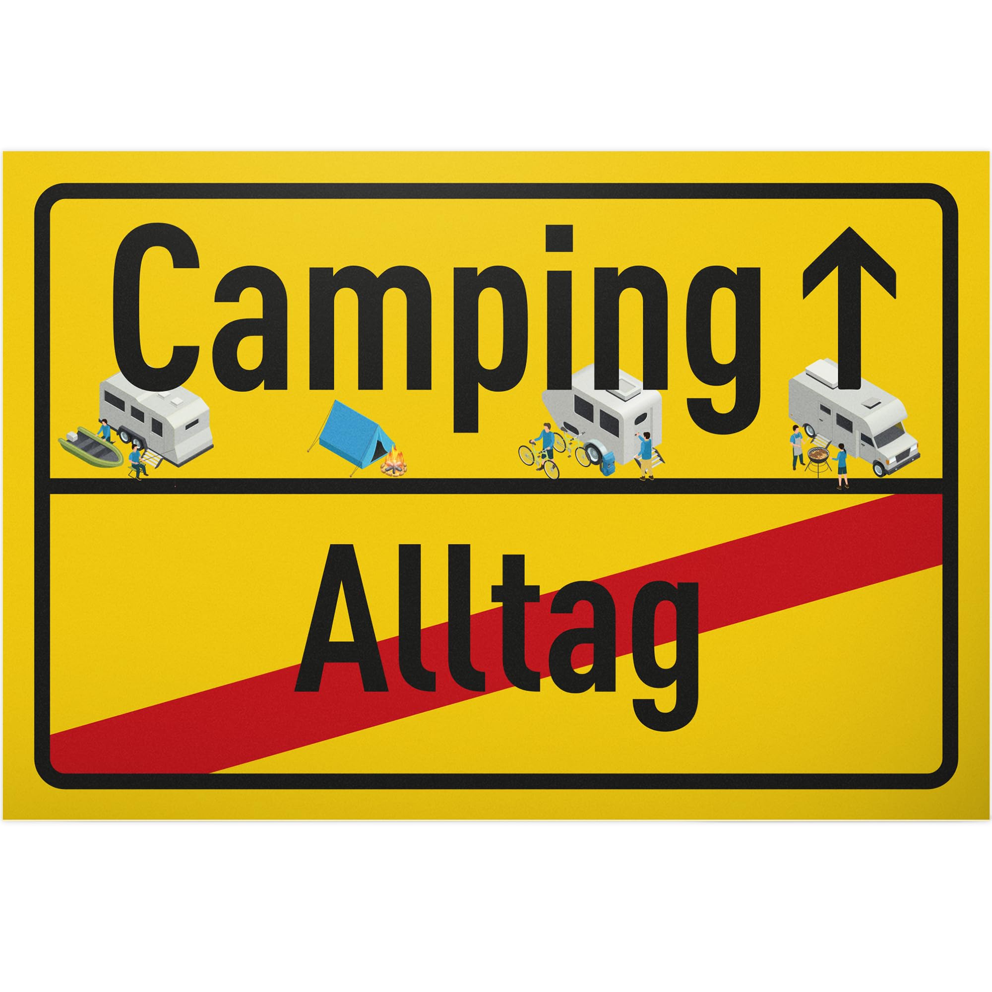 DankeDir! Camping - Schild 30 x 20 cm - Witzige Camping Deko - Geschenkidee für Camper - Lustiger Spruch Wanddeko Türschild für Wohnmobil & Wohnwagen