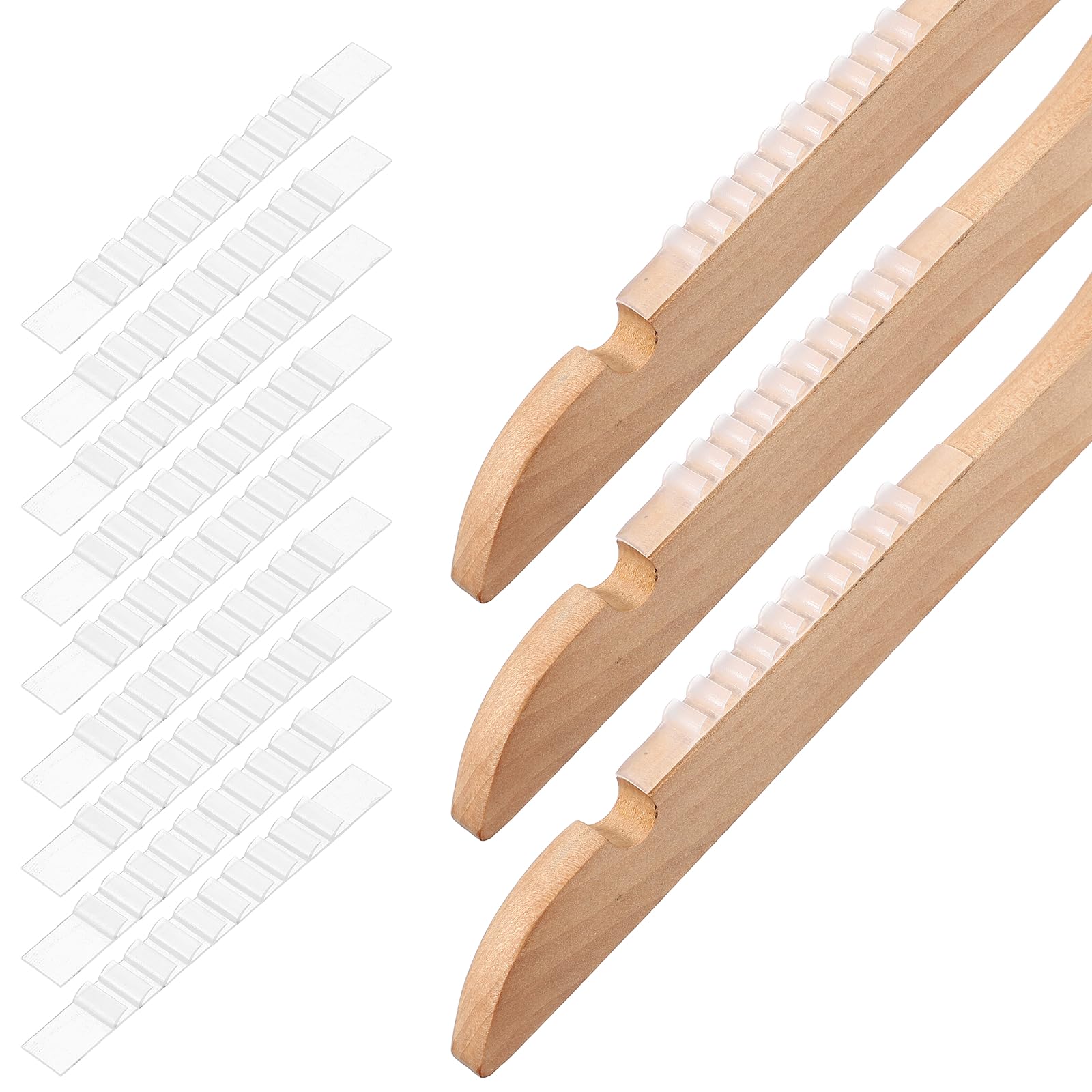 sourcing map 60 Pcs Clothes Hanger Grips Non-Slip Rubber 86mm Silicone Clothing Hanger Strips for Wood Plastic Home Stores Use Scale-Like Design, White