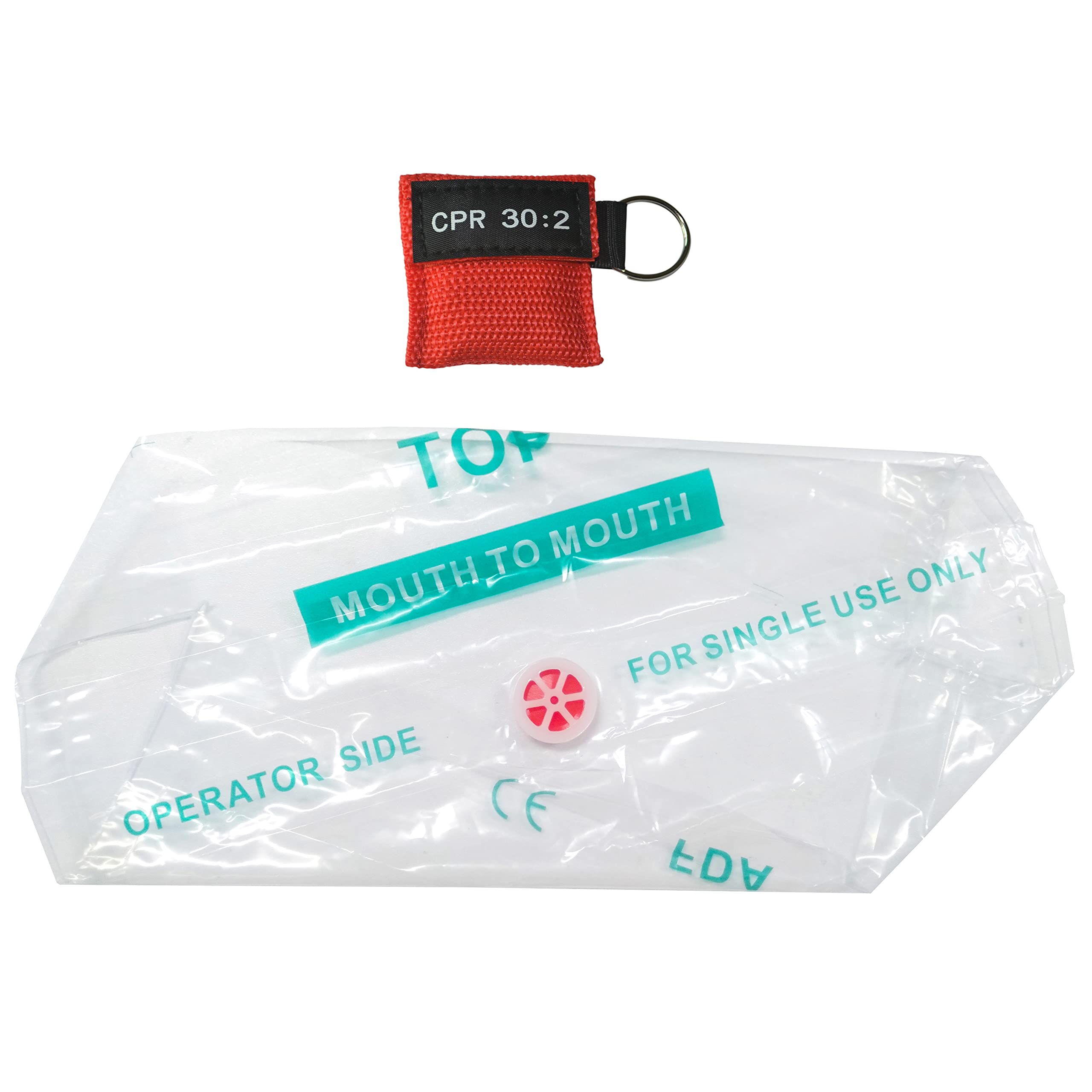CPR protectores faciales con llavero anillo kit para entrenamiento RCP rojo 50 unidades