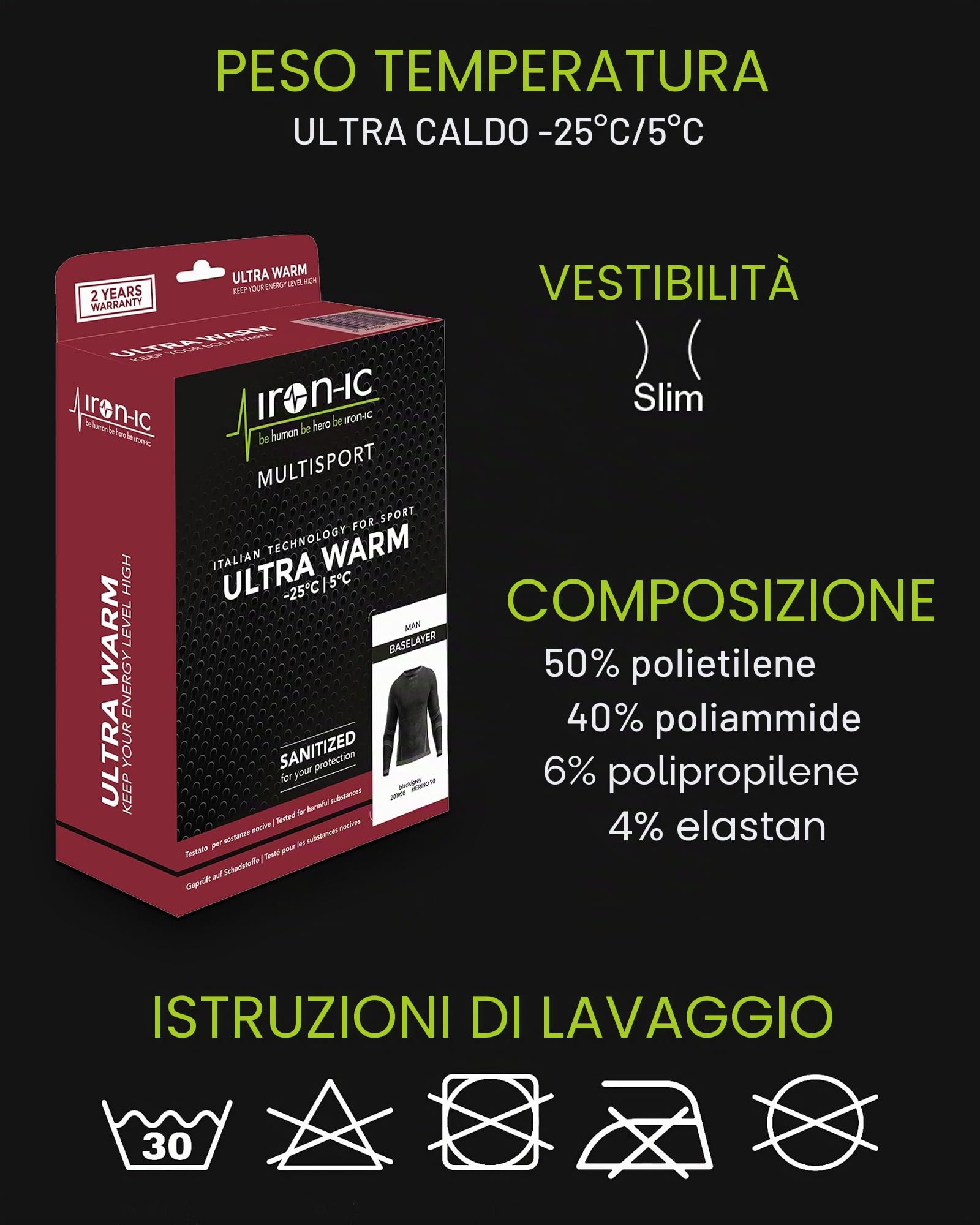 Iron-Ic - T-Shirt Uomo Maniche Lunghe I-Protect Seamless Cut Resistant per Sport Outdoor in Climi Freddi con Fitting Slim Compression - Art. 201983