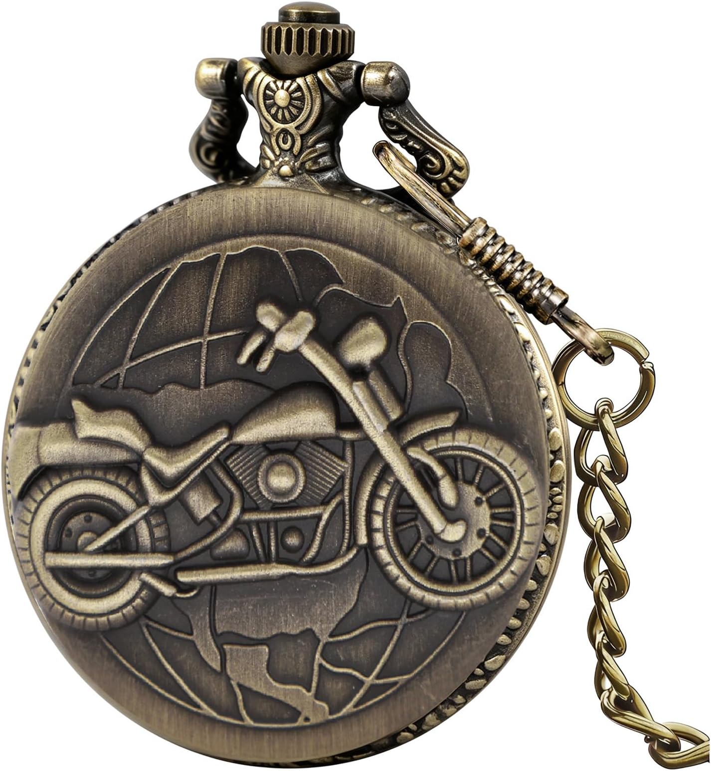 Vintage Punk Motorcycle Pocket Watch Quartz Bronze Steam Train Pocket Watch Men Women Gift for Christmas Birthday