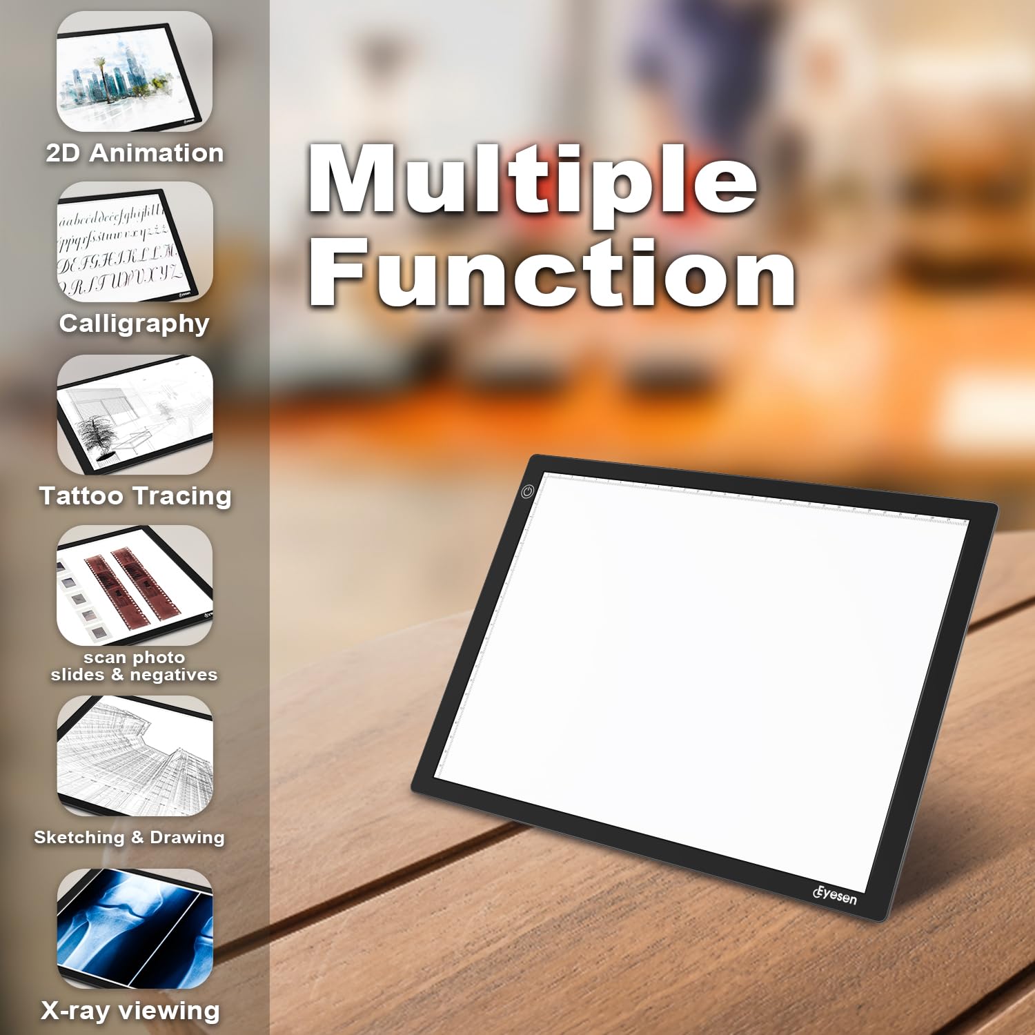 Eyesen Slide Viewer Light Pad, Ultra-Thin A4 LED Light Panel for old slides negative, slide scanner digitiser Slide Viewer with 3 Levels of Brightness — view 7