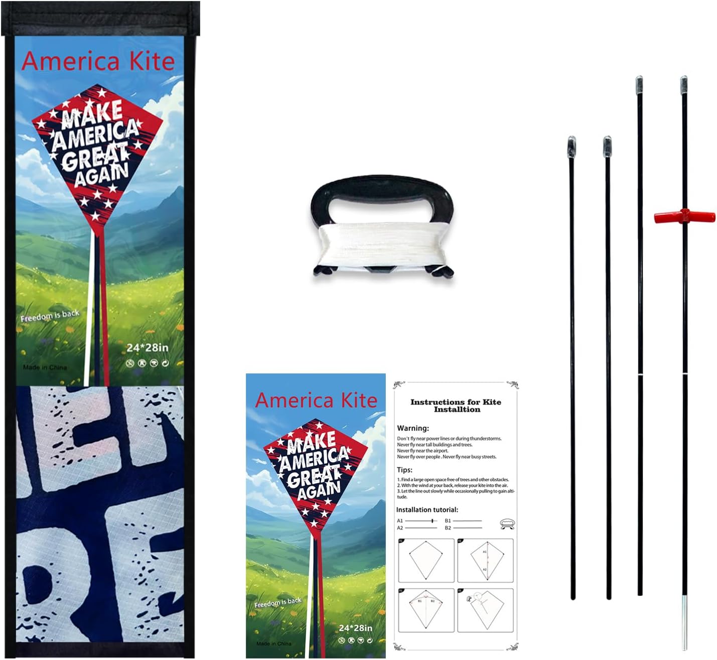 MAGA Patriotic Kite – Large Outdoor Diamond Kite with Make America Great Again Design – Durable, Easy-to-Fly for Beach, Park, and Political Rallies